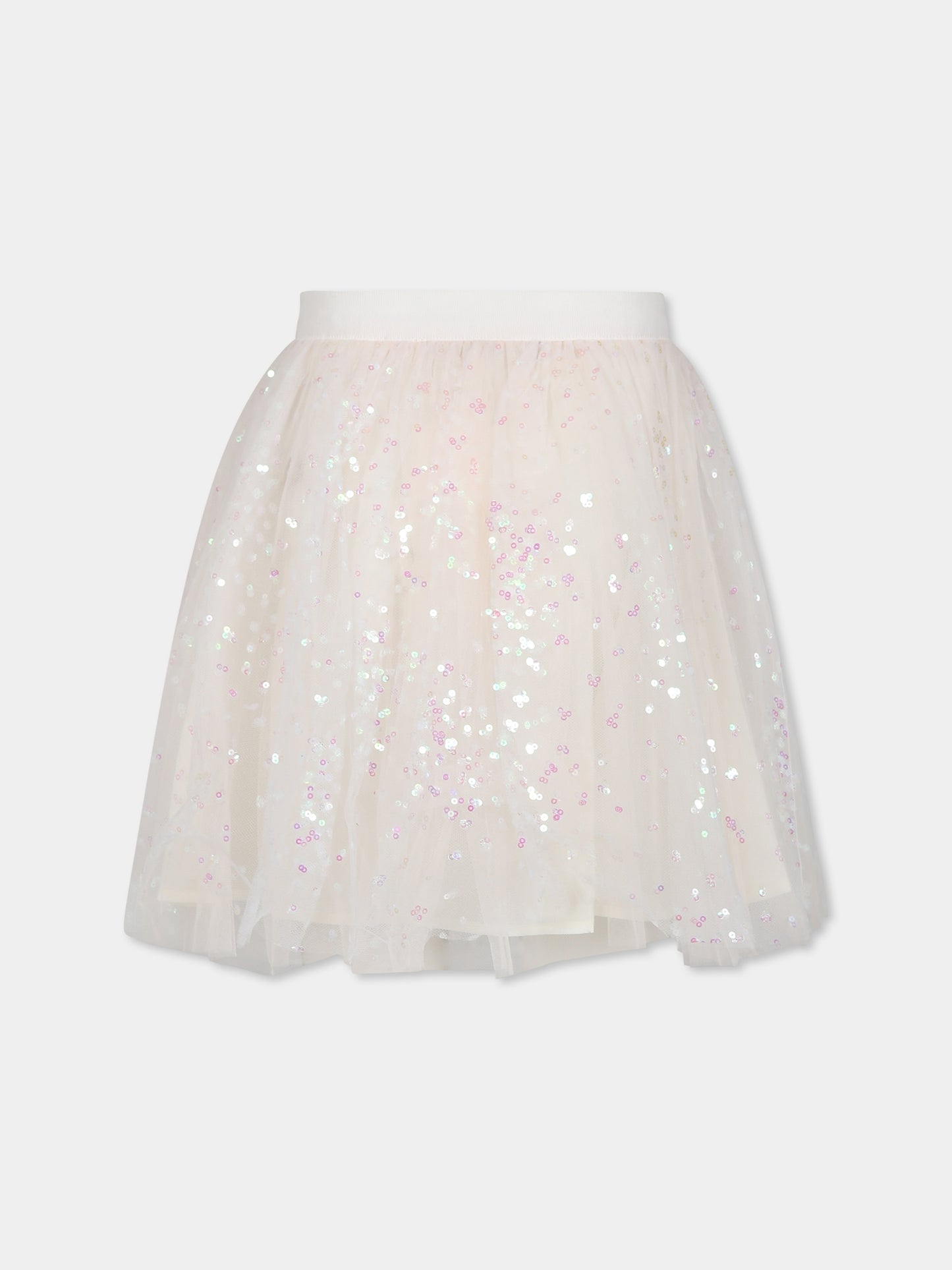 Gonna avorio per bambina con paillettes iridescenti,Bonpoint,W04GSKW00026 025