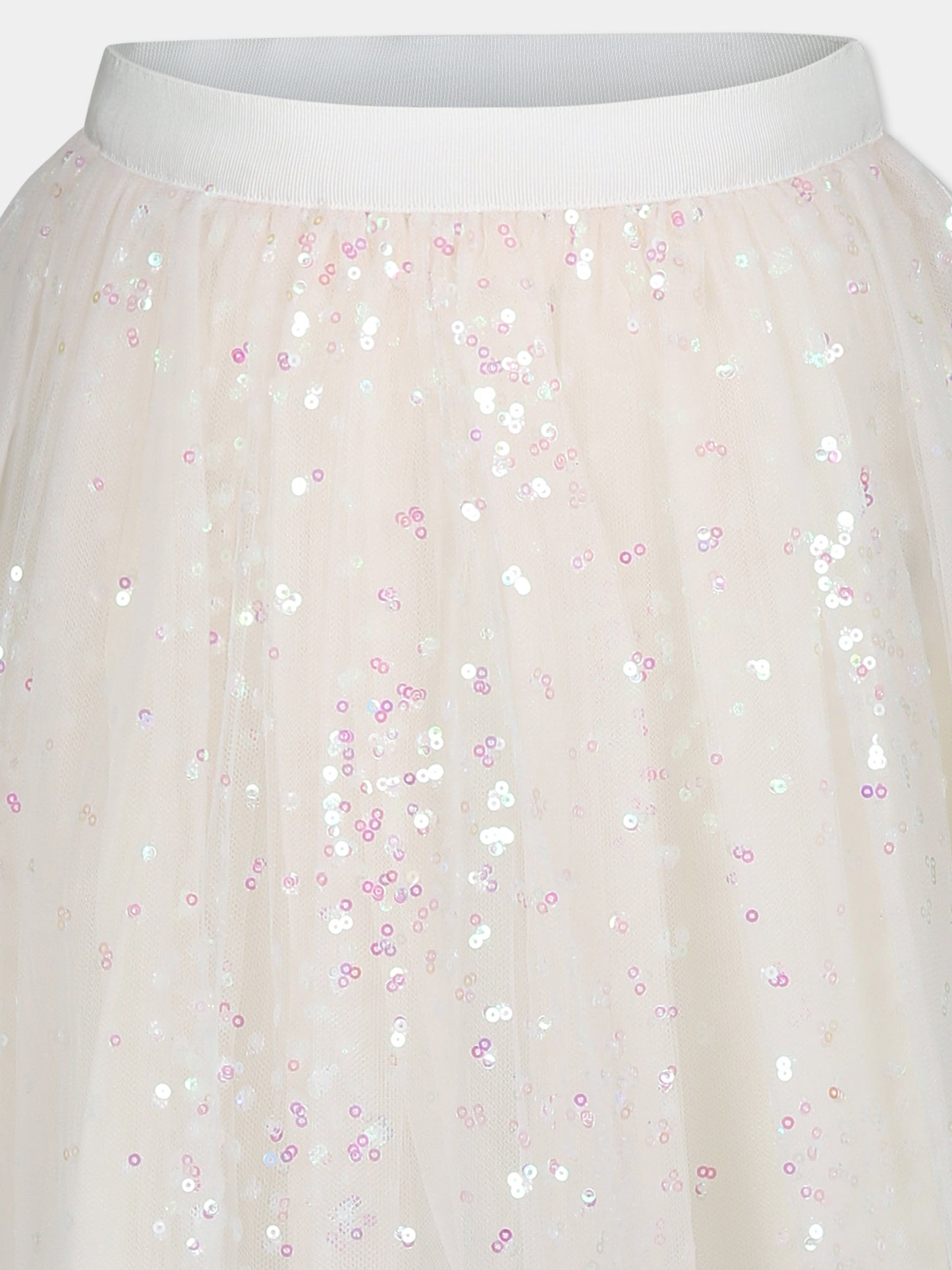 Gonna avorio per bambina con paillettes iridescenti,Bonpoint,W04GSKW00026 025