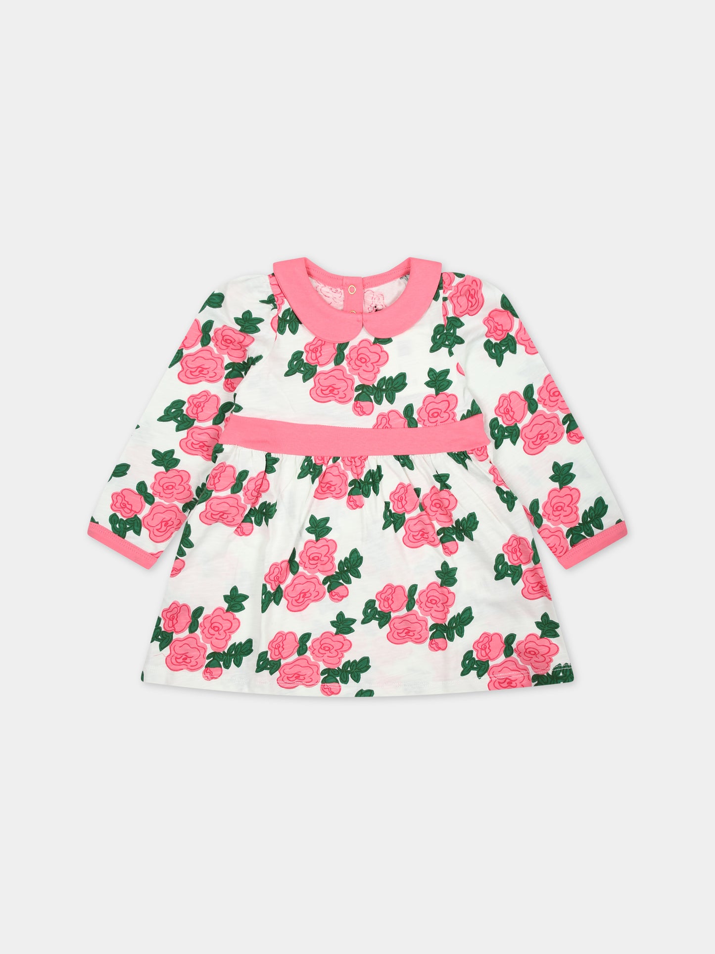 Vestito bianco per neonata con rose,Mini Rodini,2415010828