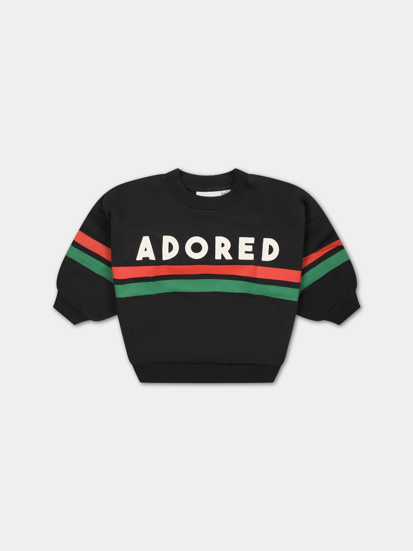 Felpa nera per neonati con scritta,Mini Rodini,2412011999