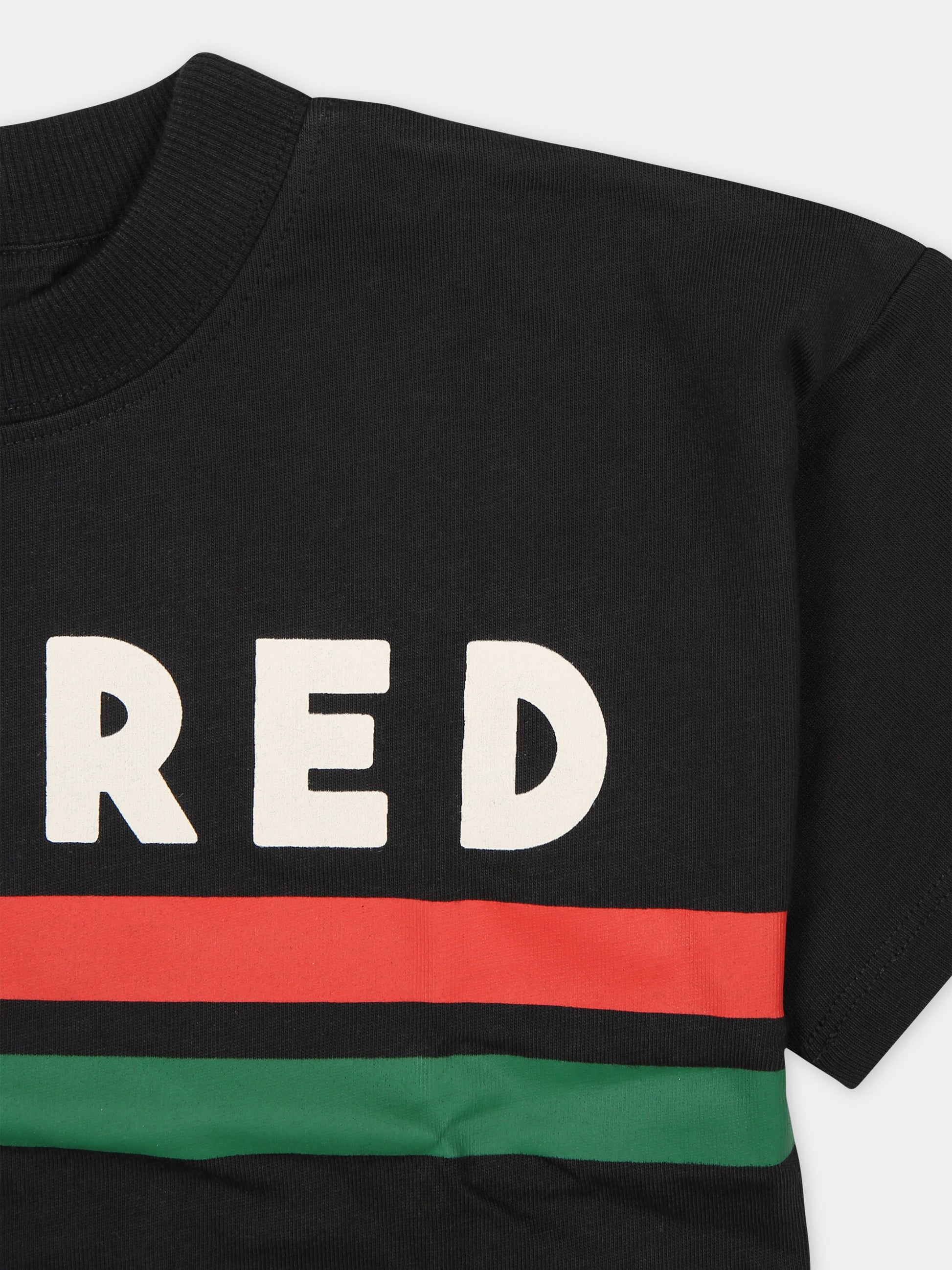 T-shirt nera per neonati con scritta,Mini Rodini,2412012199