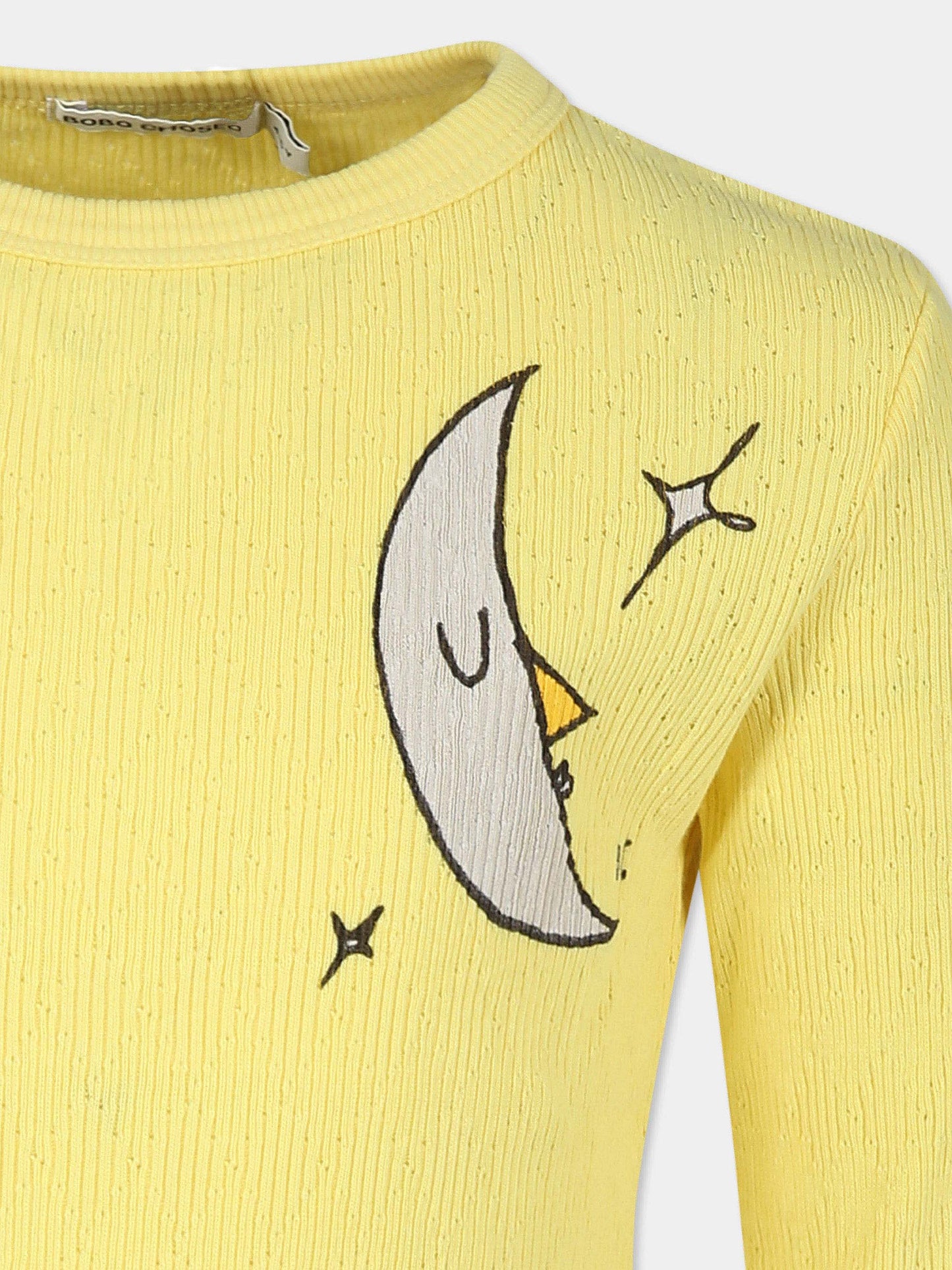 T-shirt gialla per bambina con stampa luna,Bobo Choses,B224AC024