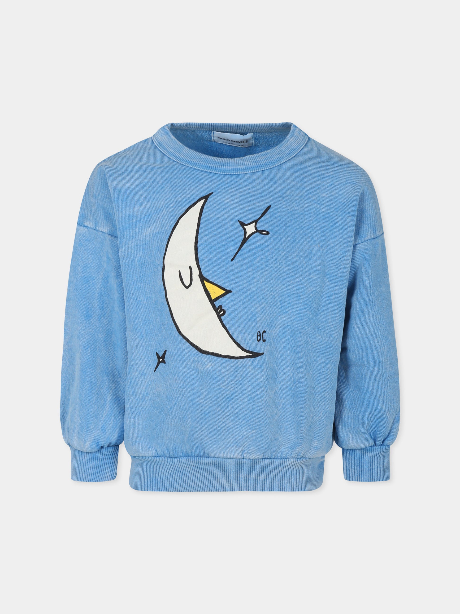 Felpa celeste per bambini con luna,Bobo Choses,B224AC042