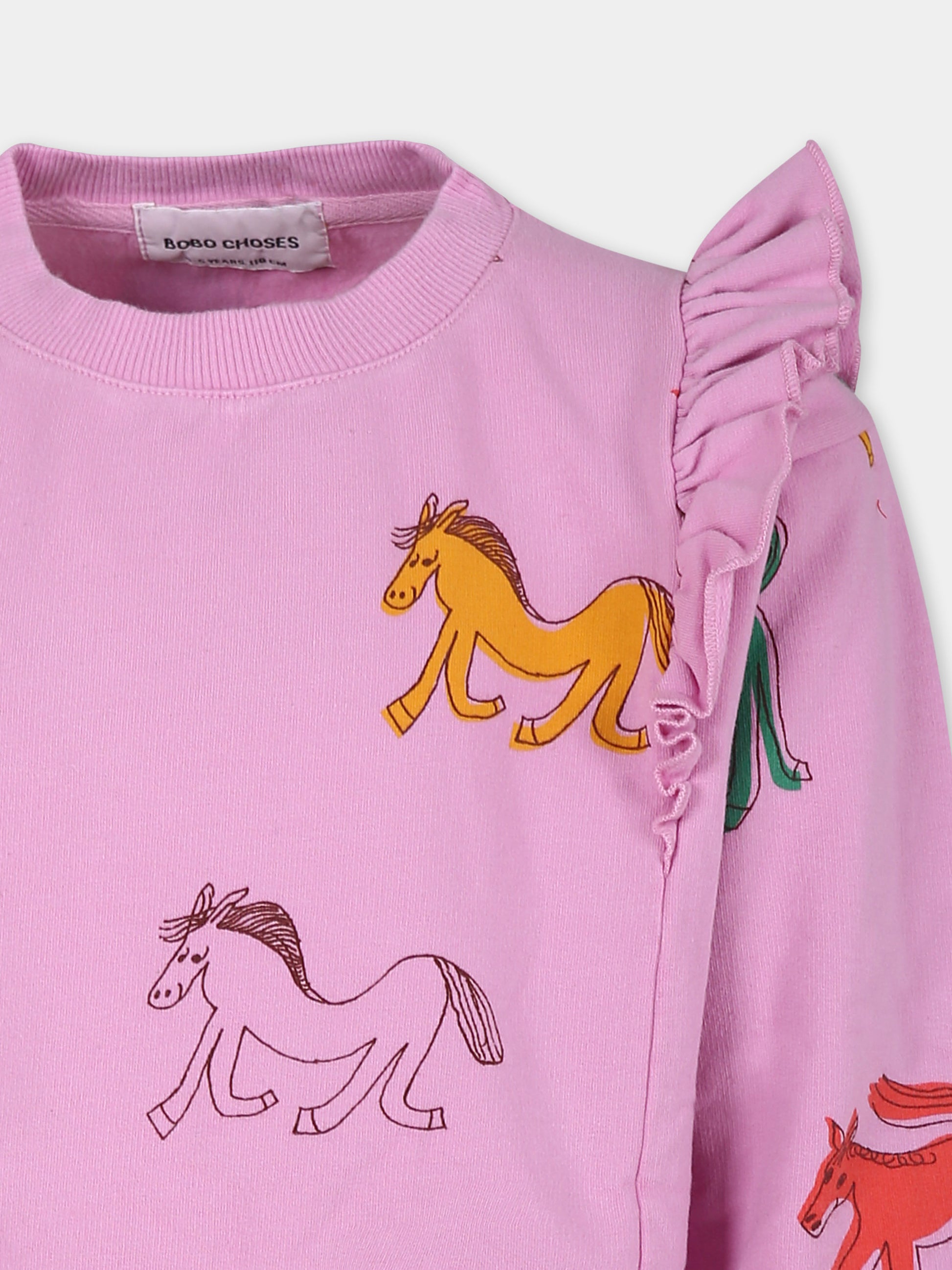 Felpa rosa per bambina con cavallo,Bobo Choses,B224AC053