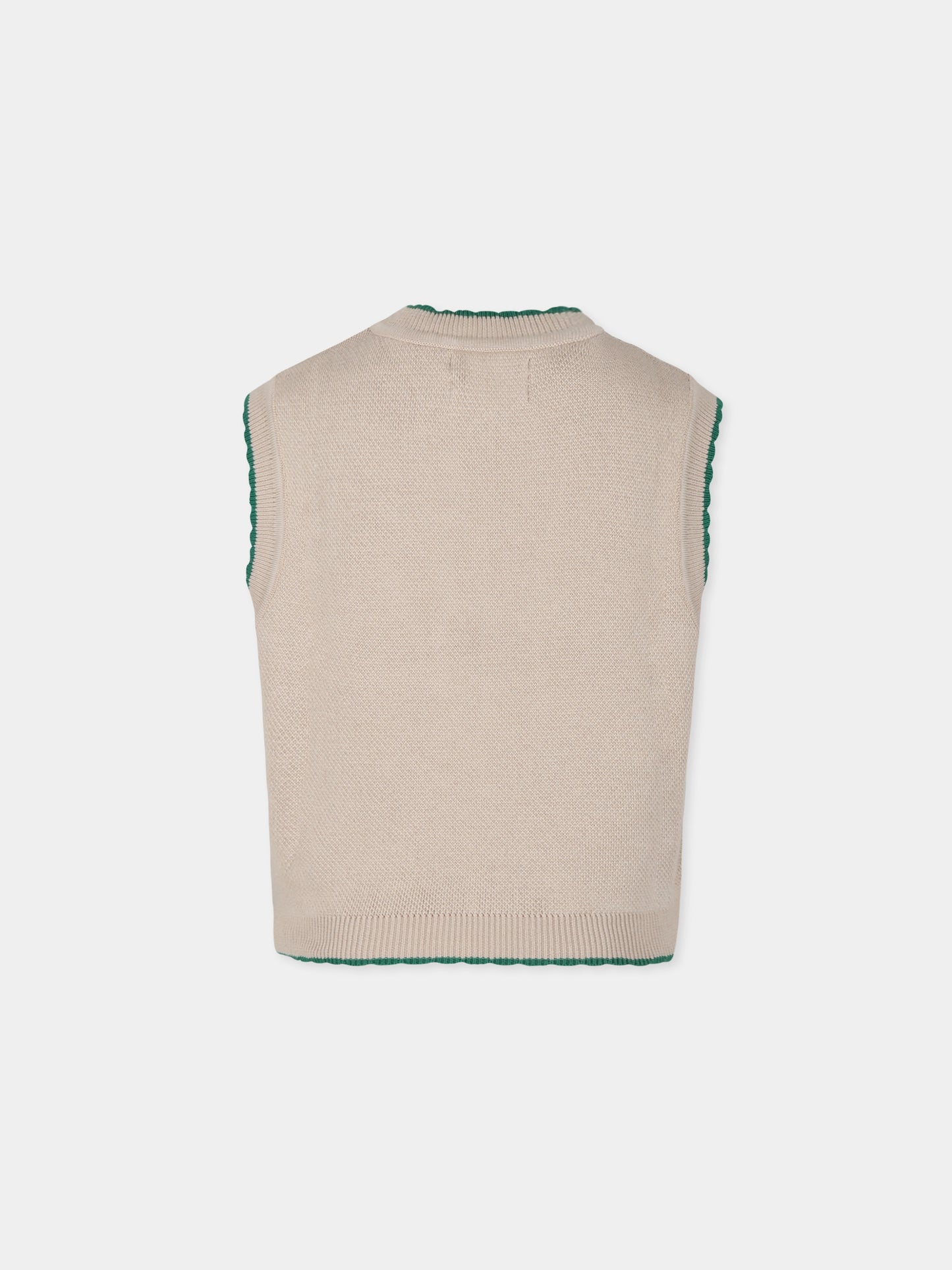 Maglia gilet beige per bambini con cane,Bobo Choses,B224AC113