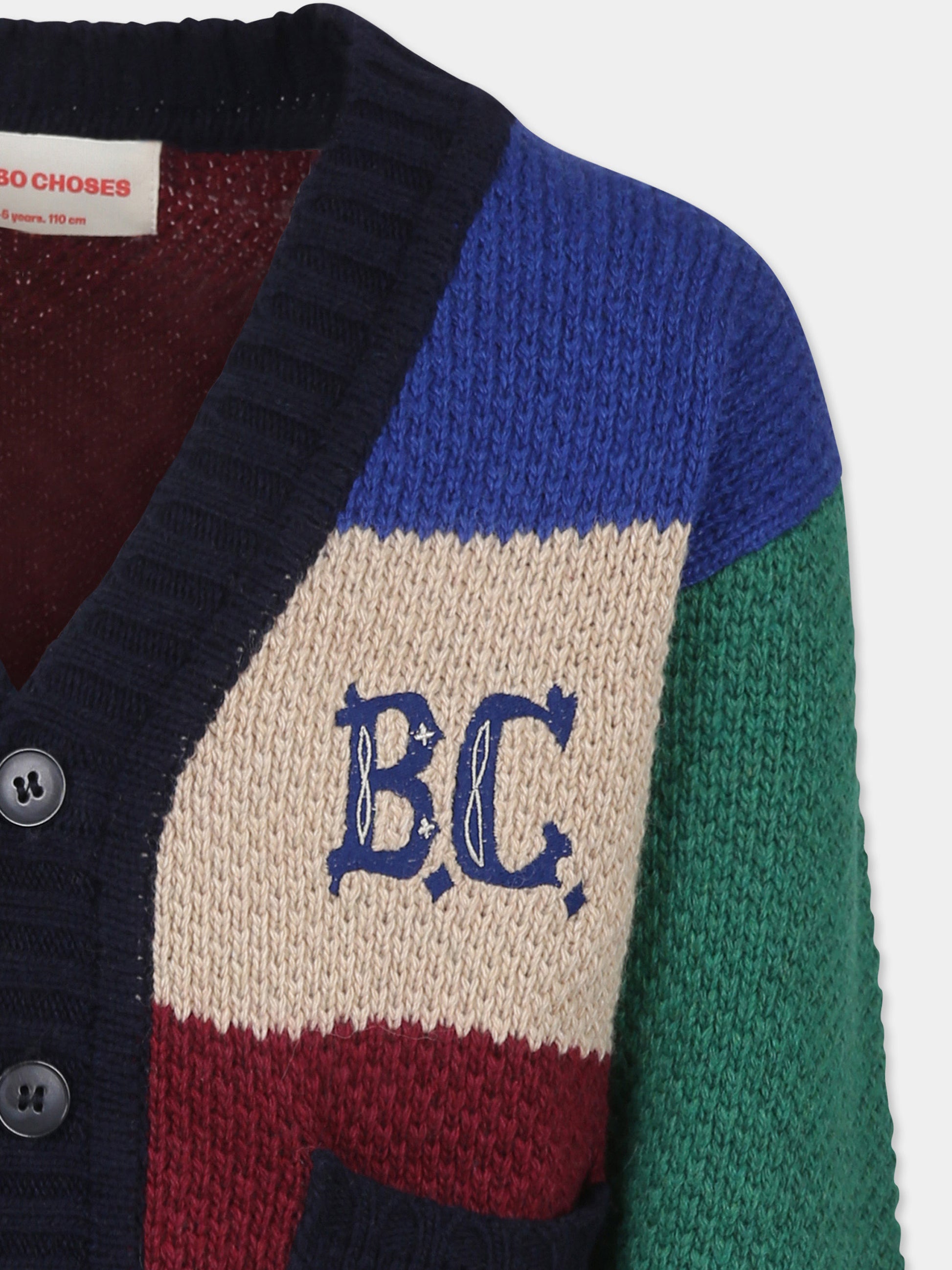 Cardigan multicolor per bambini con logo,Bobo Choses,B224AC121