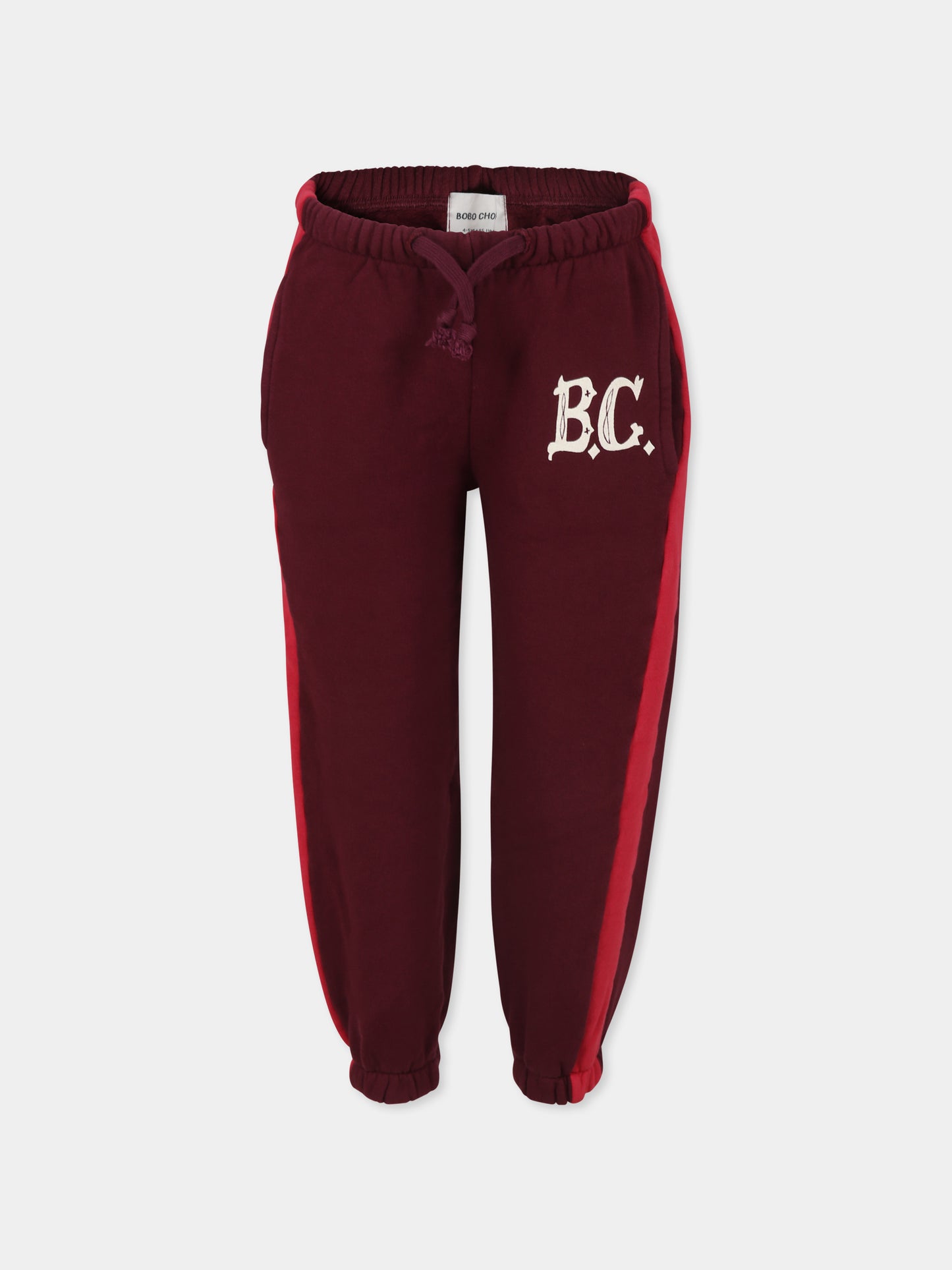 Pantaloni bordeaux per bambini con logo,Bobo Choses,B224AC081