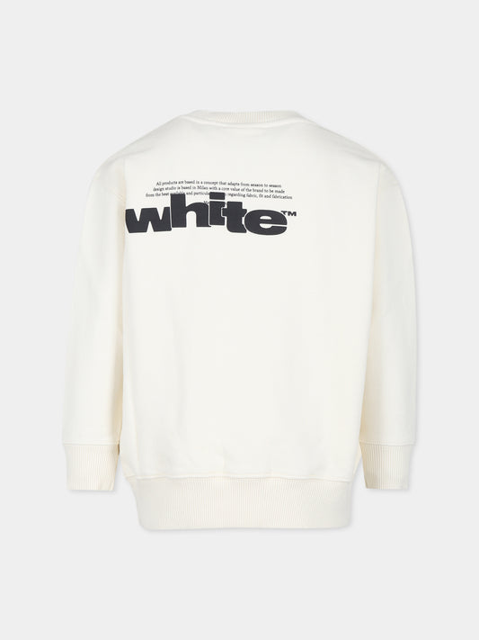 Felpa avorio per bambino con logo,Off White,OBBA001F24FLE0060310