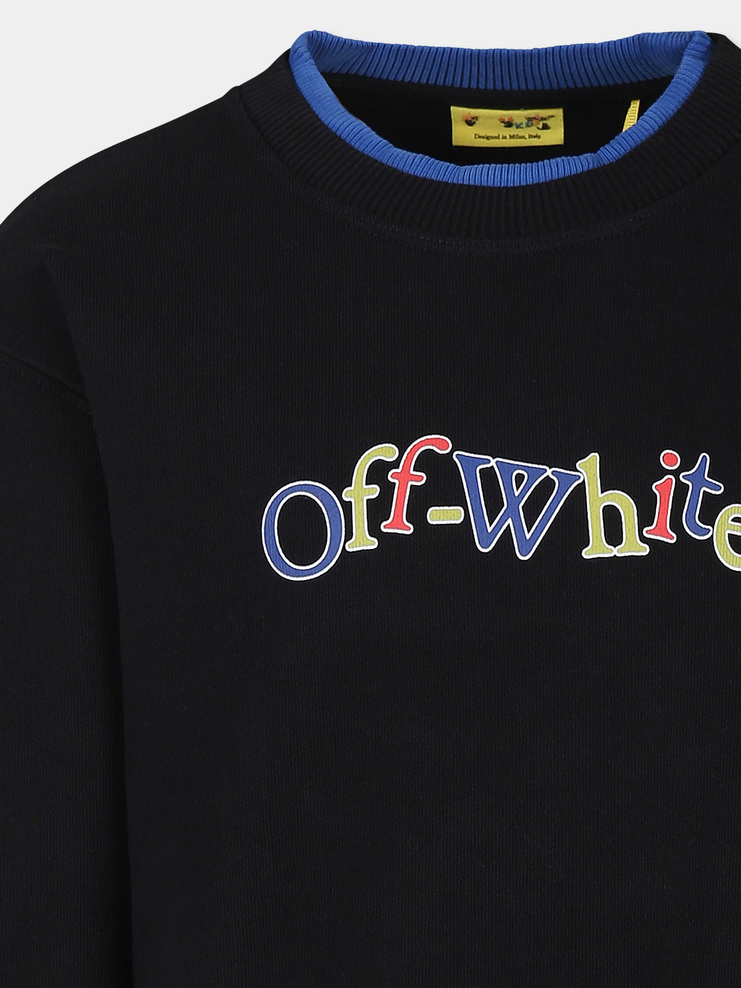 Felpa nera per bambino con logo,Off White,OBBA008F24FLE0011014