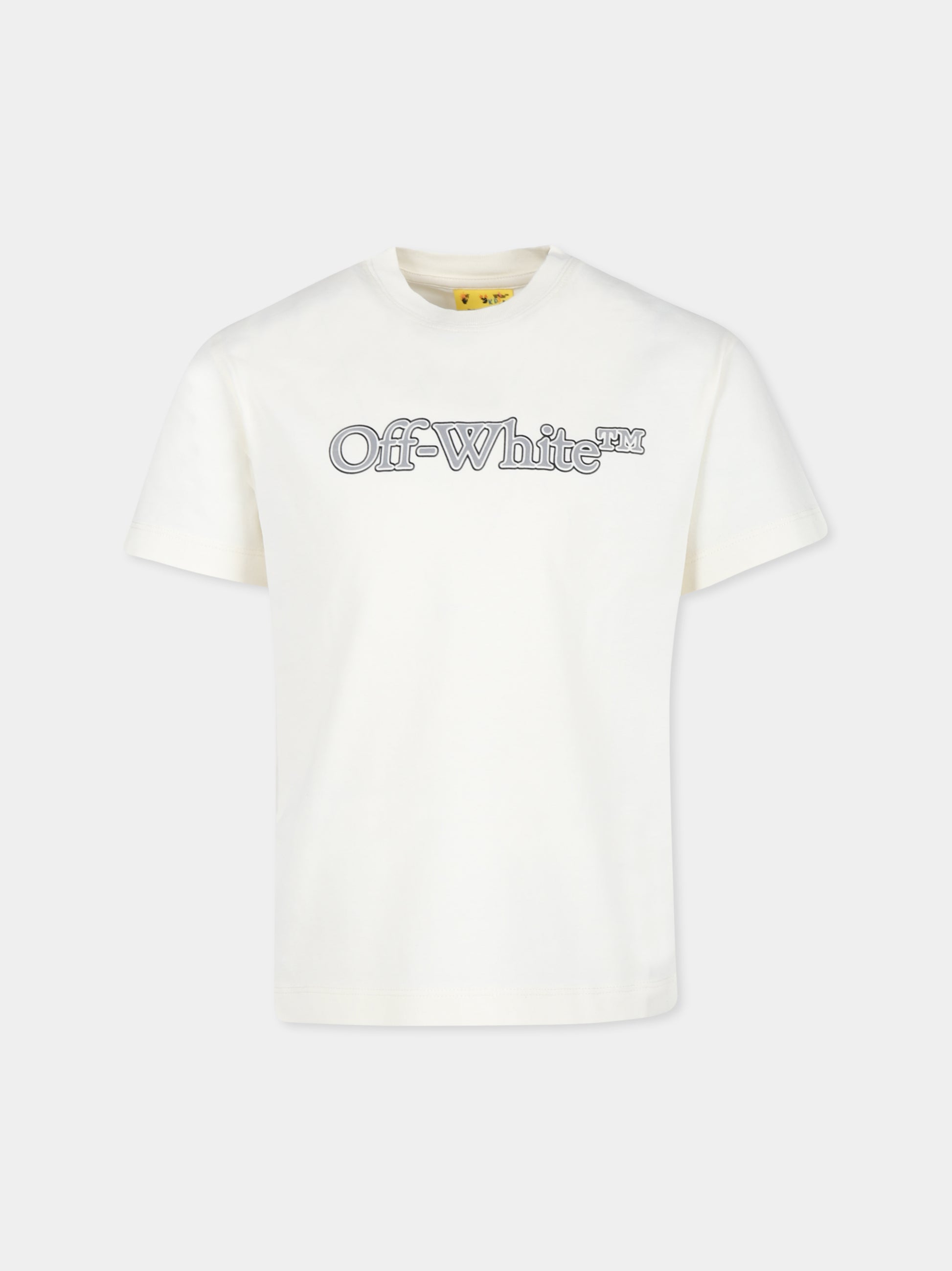 T-shirt avorio per bambino con logo,Off White,OBAA002F24JER0060380