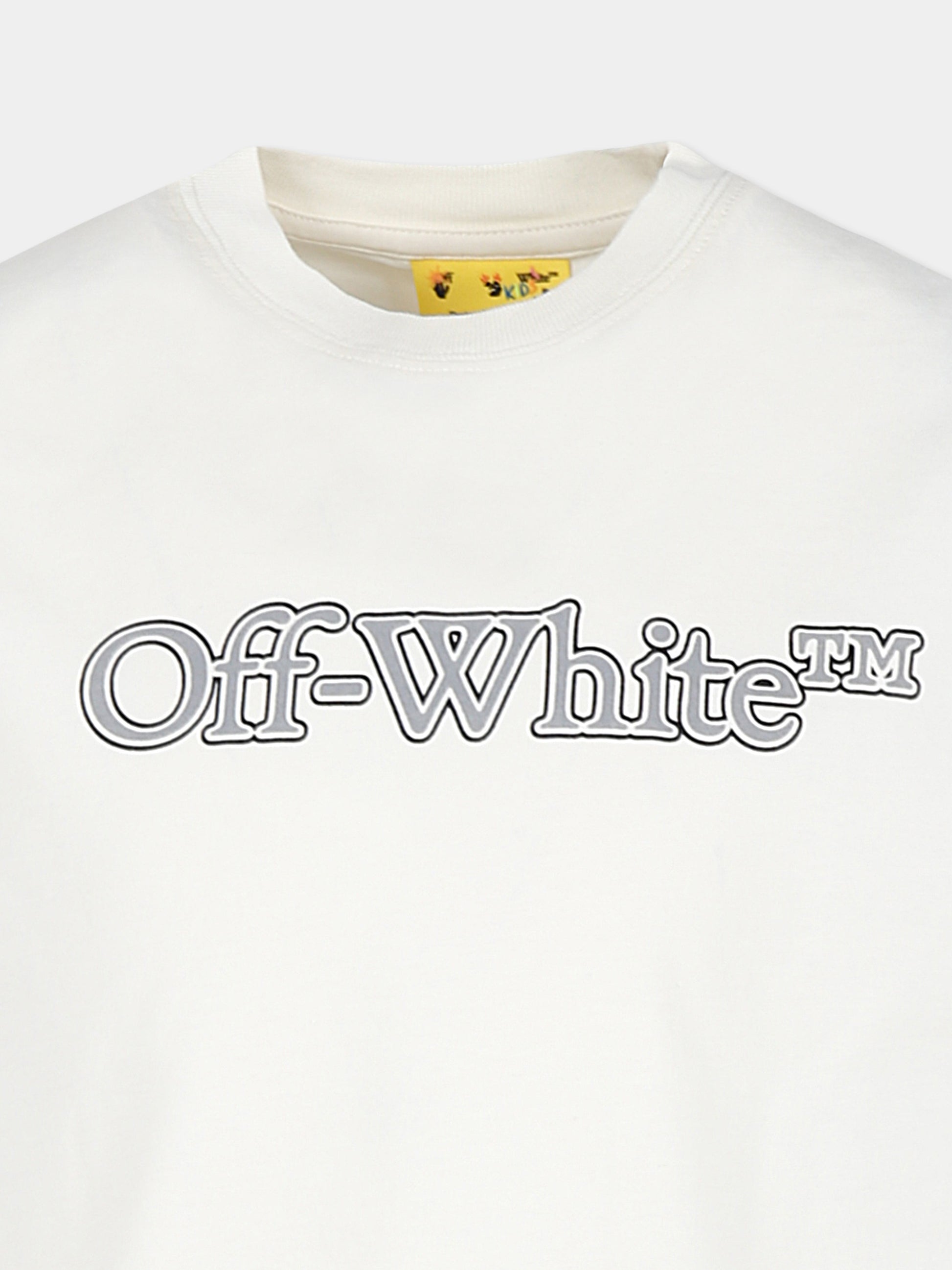 T-shirt avorio per bambino con logo,Off White,OBAA002F24JER0060380