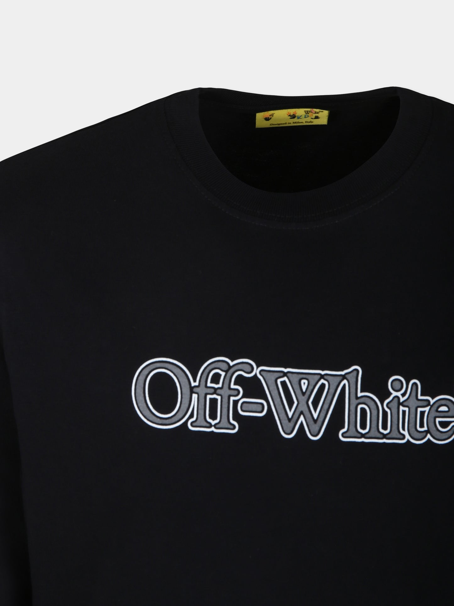 T-shirt nera per bambino con logo,Off White,OBAB001F24JER0031080