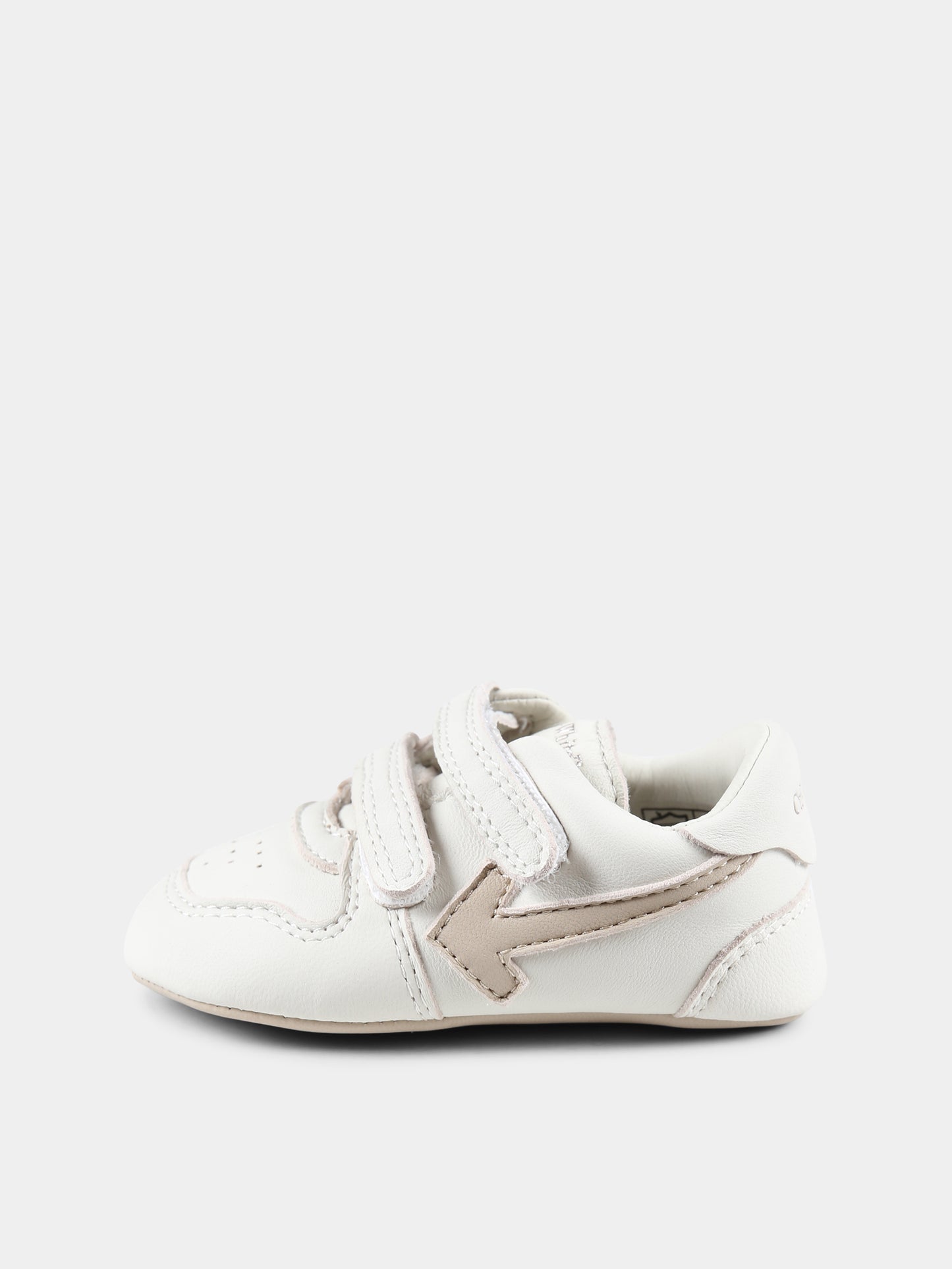 Sneakers bianche per neonato con freccia,Off White,OBIX001F24LEA0020117