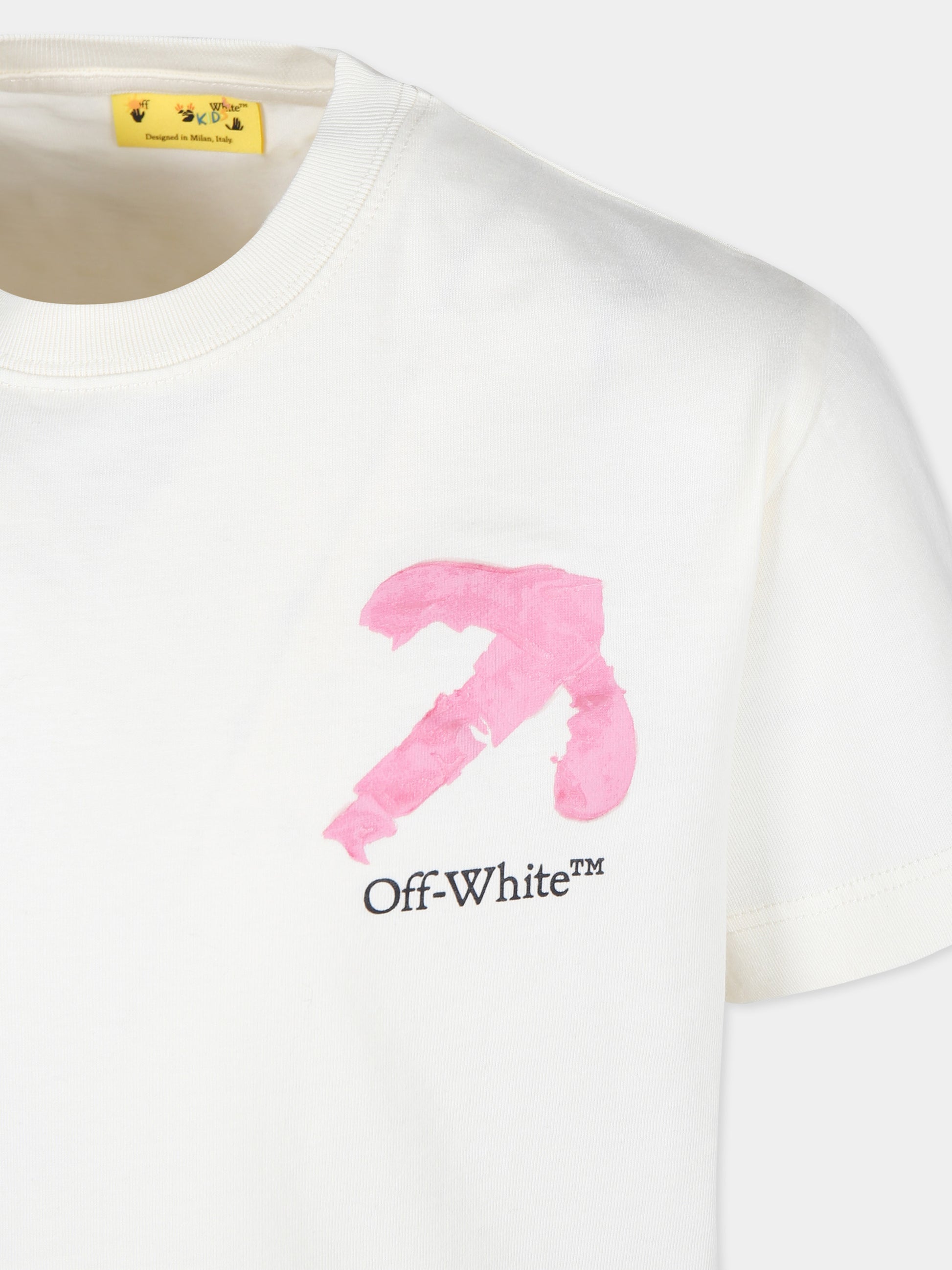 T-shirt avorio per bambina con logo e frecce,Off White,OGAA001F24JER0090310