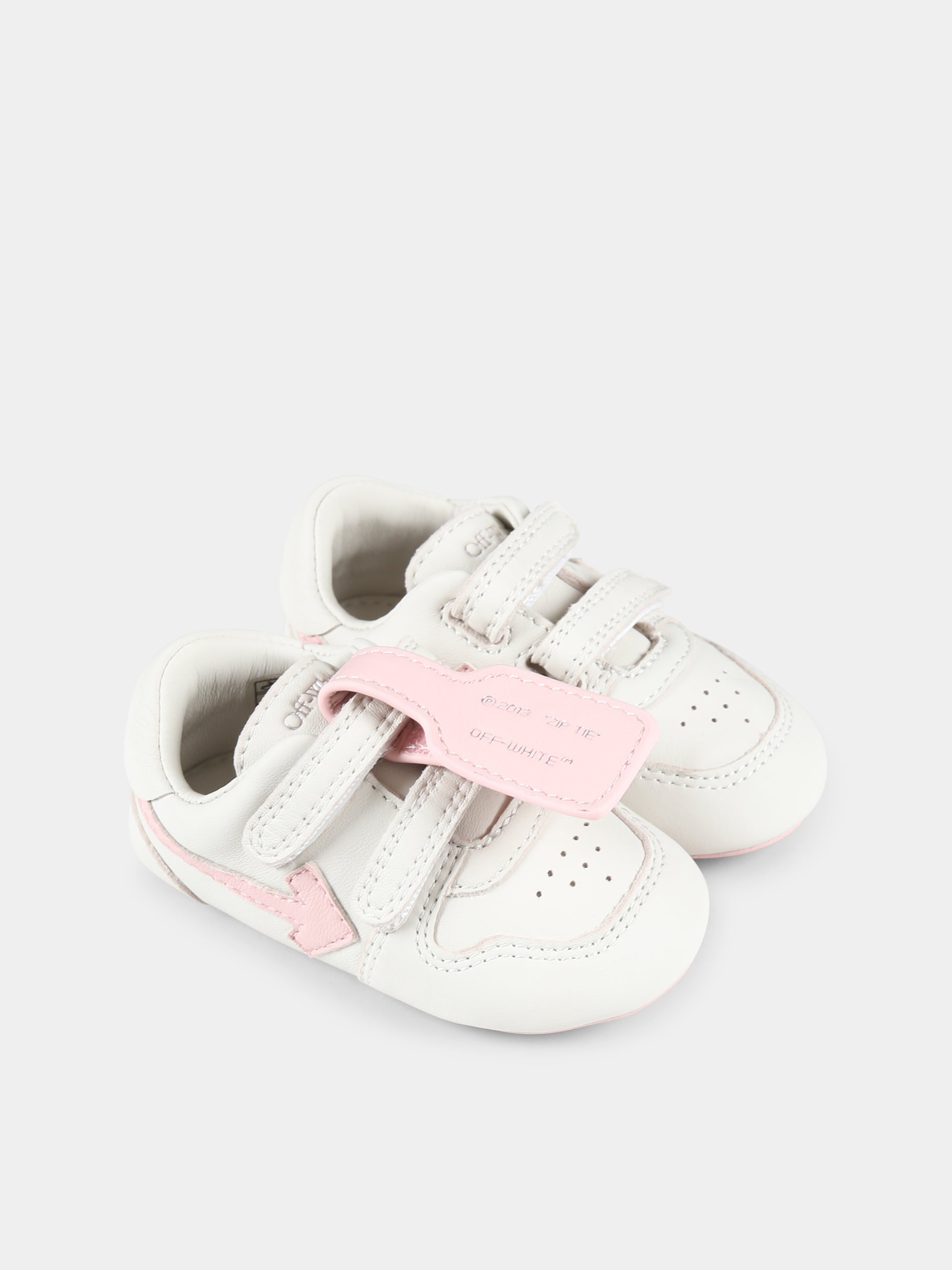 Sneakers bianche per neonata con freccia,Off White,OGIX001F24LEA002013C