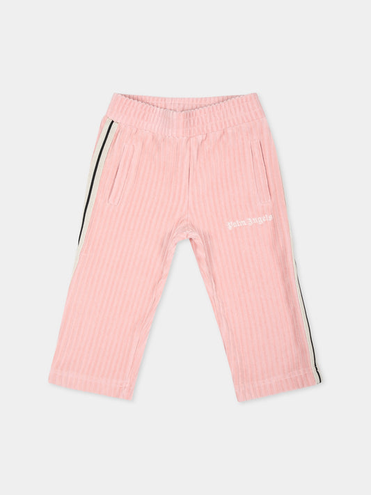 Pantaloni rosa per neonata con logo,Palm Angels,PG4X001F24FLE0013103