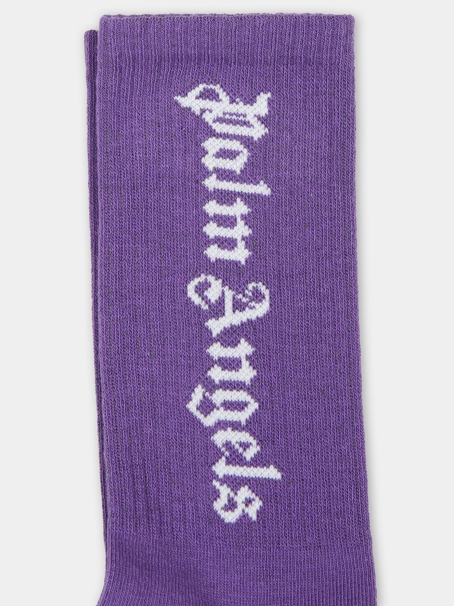 Calze viola per bambina con logo,Palm Angels,PGRA005F24KNI0023701