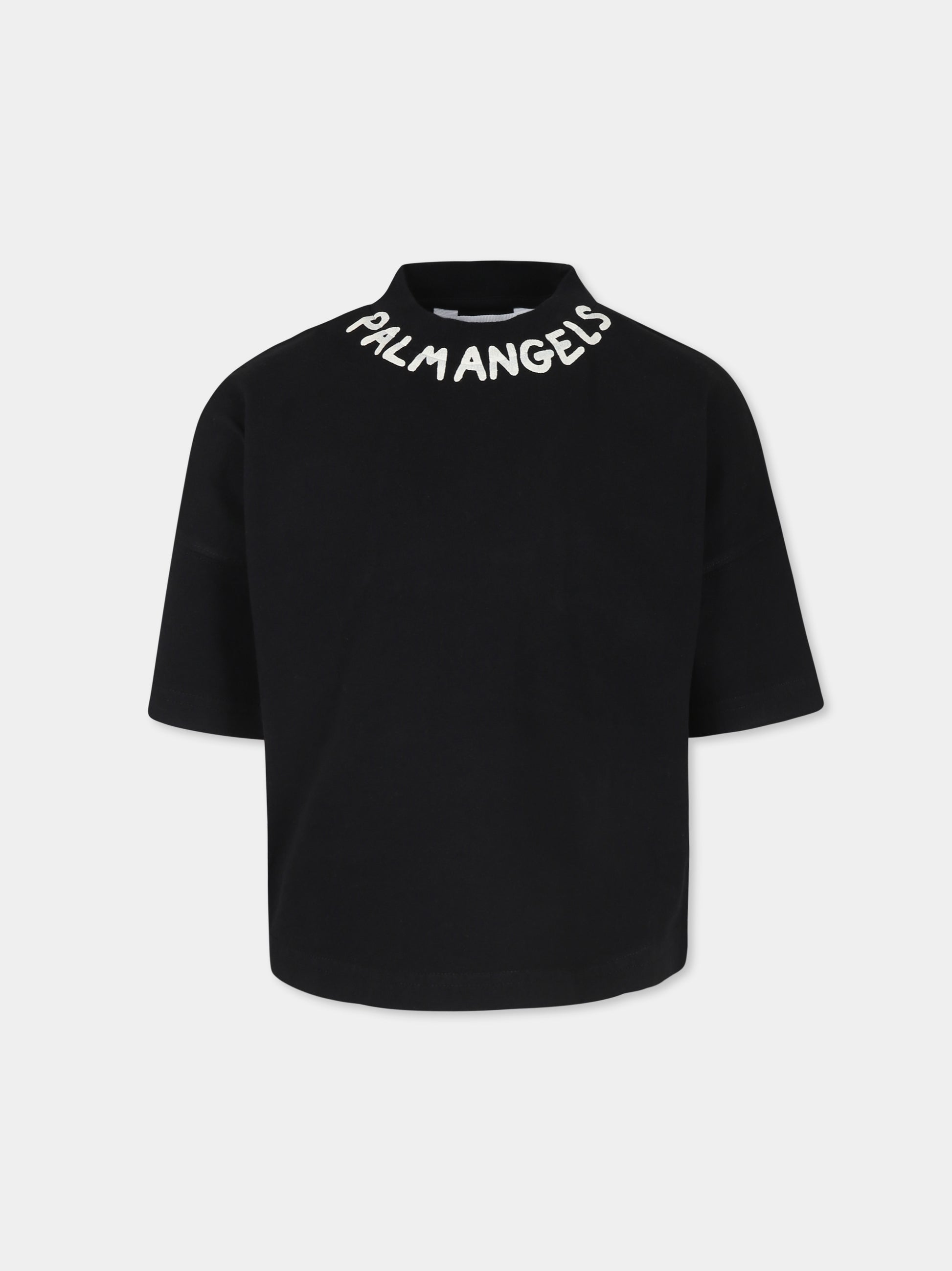 T-shirt nera per bambino con logo,Palm Angels,PBAA002F24JER0011004