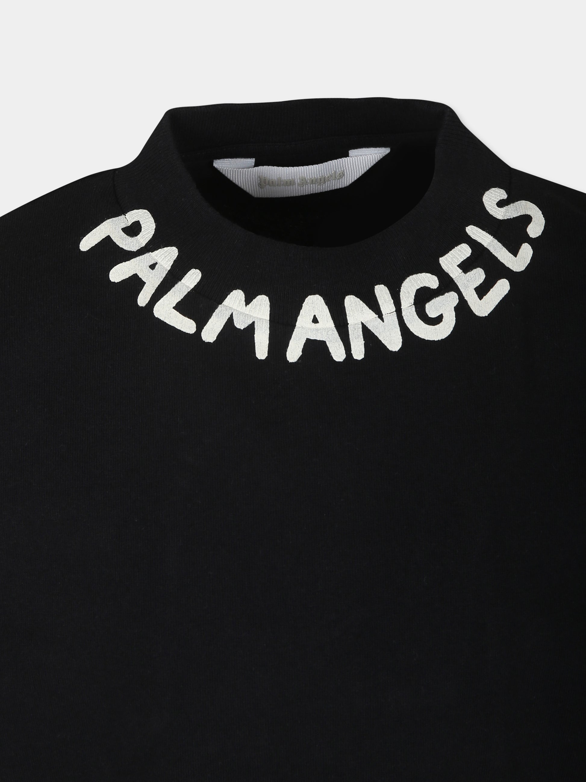 T-shirt nera per bambino con logo,Palm Angels,PBAA002F24JER0011004