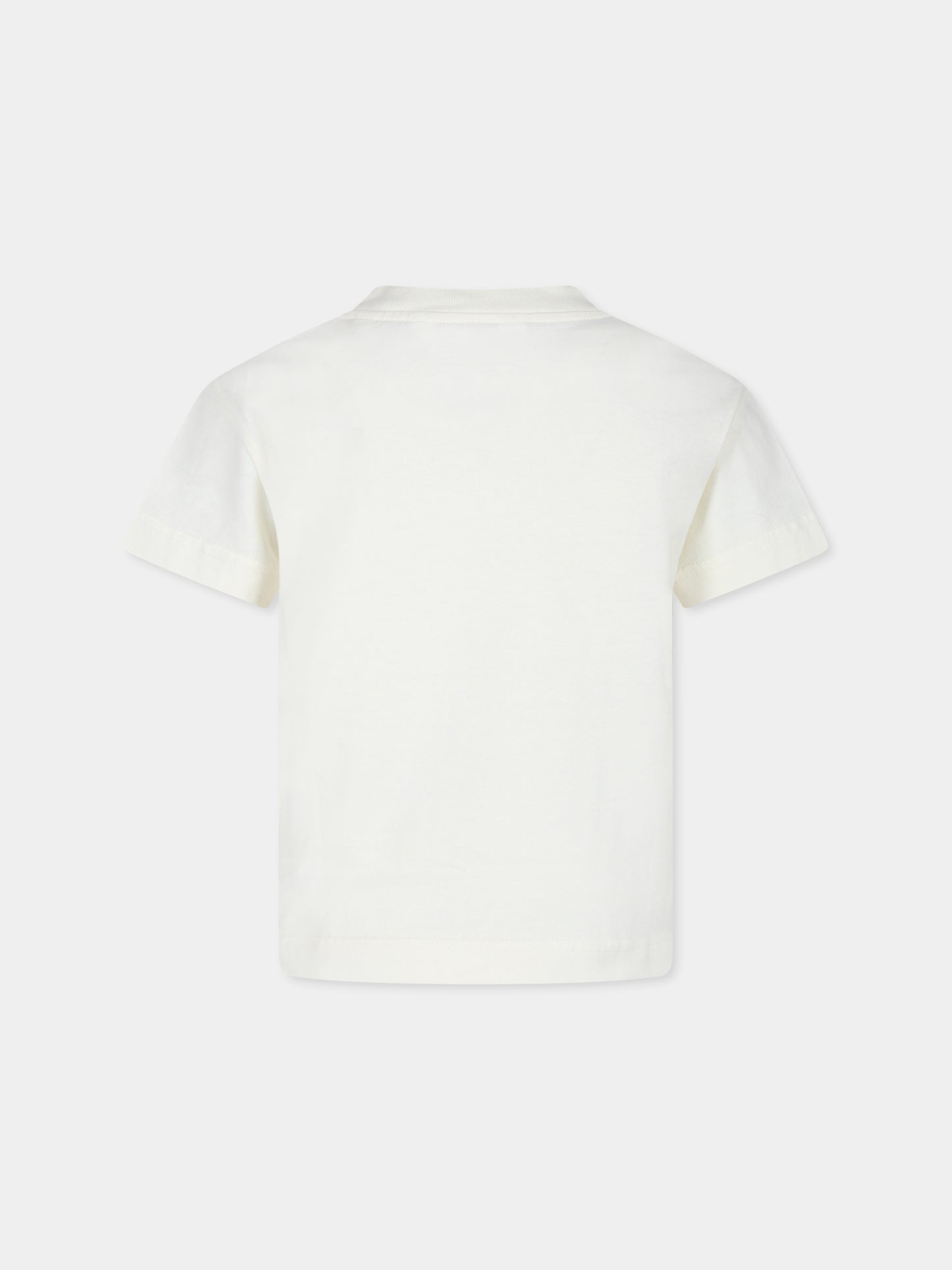 T-shirt avorio per bambino con palma e logo,Palm Angels,PBAA003F24JER0010410