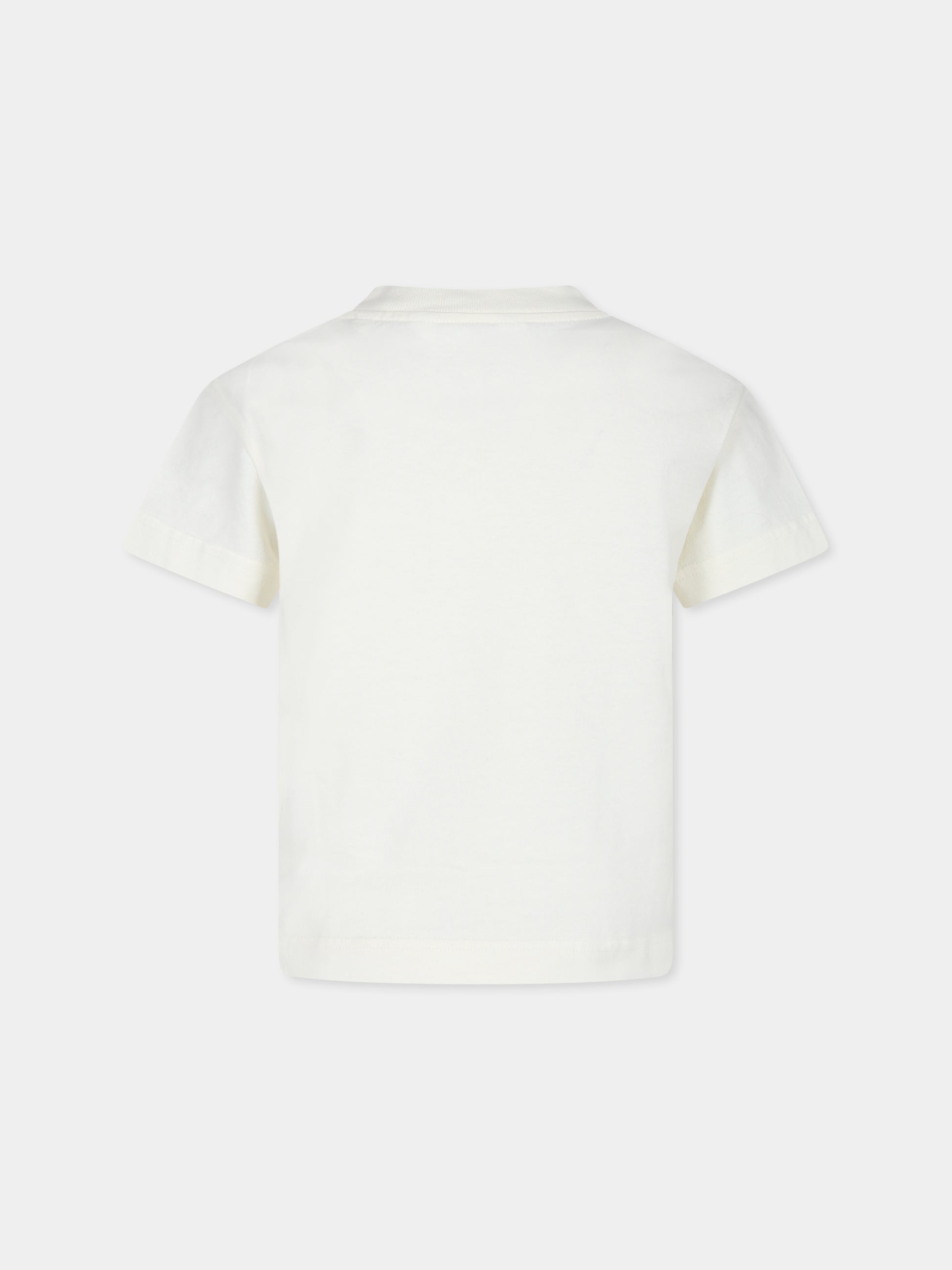 T-shirt avorio per bambino con palma e logo,Palm Angels,PBAA003F24JER0010410