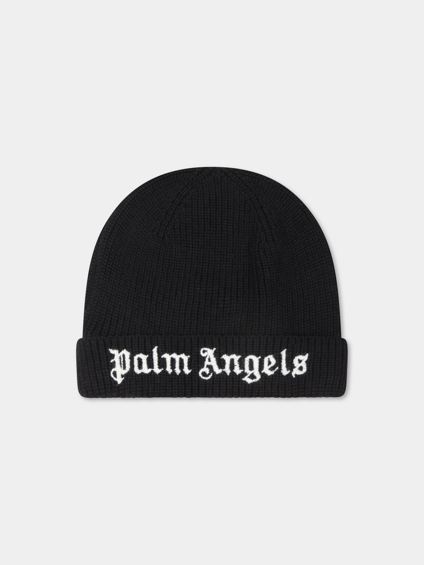 Berretto nero per bambino con logo,Palm Angels,PBLC006C99KNI0011001