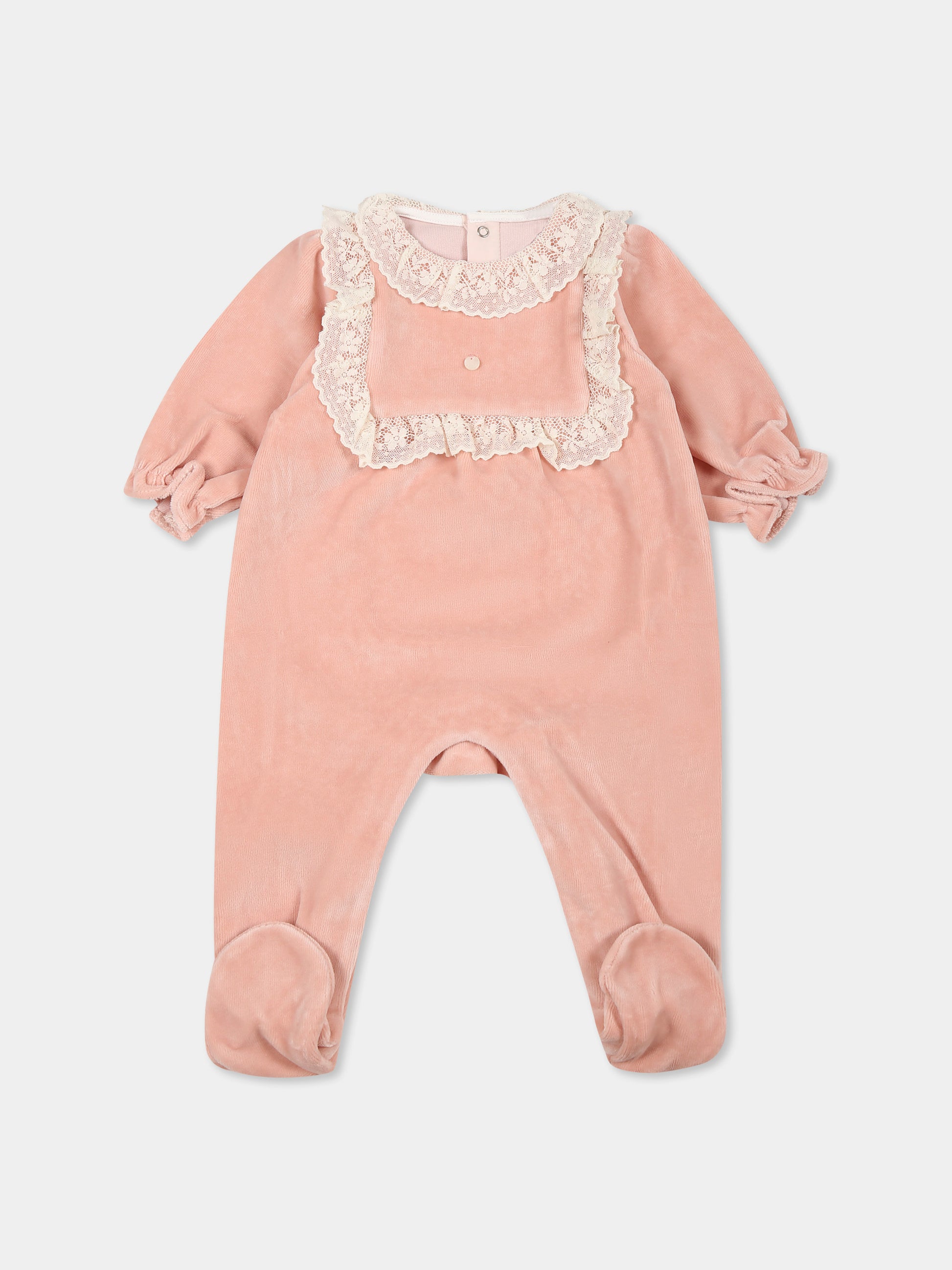 Tutina rosa per neonata con logo,Tartine Et Chocolat,TZ54190 3024H