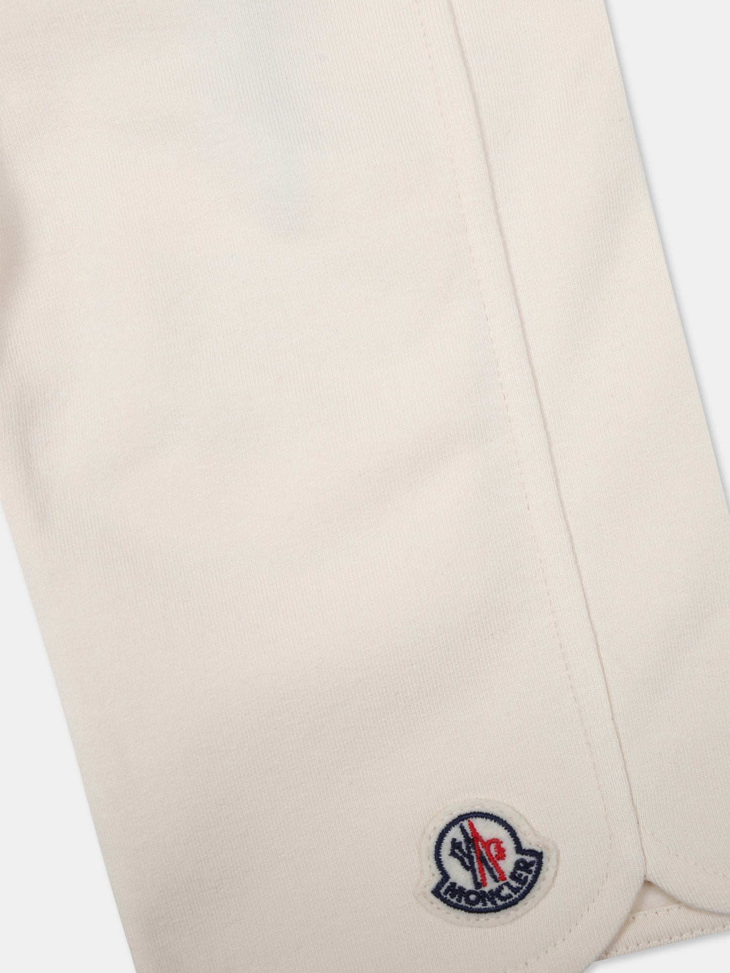 Pantaloni avorio per neonata con patch logato,Moncler Kids,J2951 8H00005 89A23 050