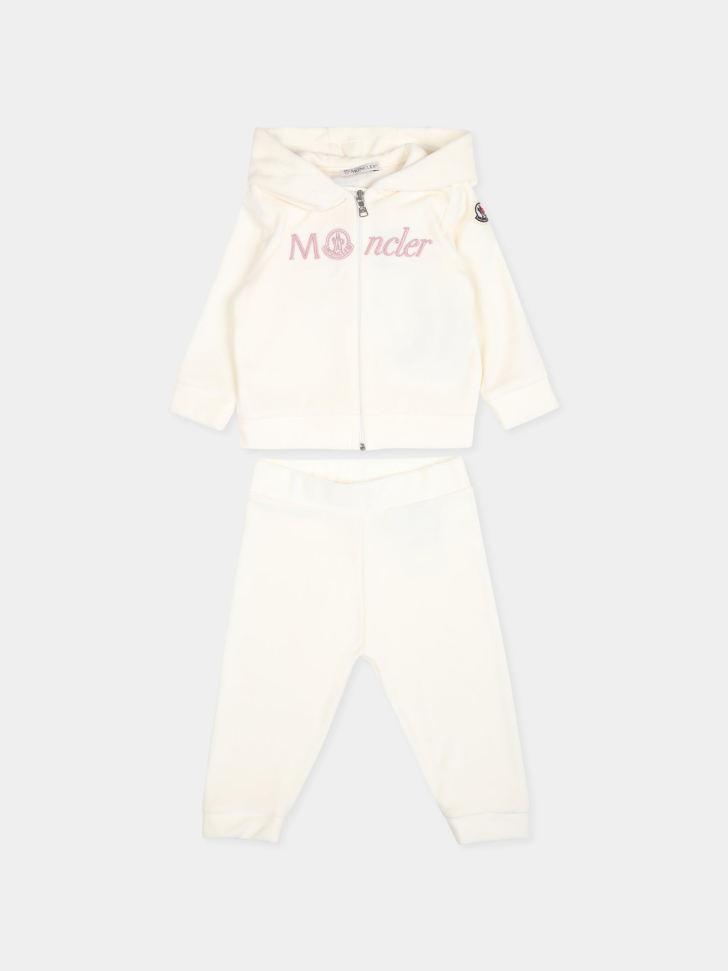 Completo avorio per neonata con logo,Moncler Kids,J2951 8M00014 89AQ4 034