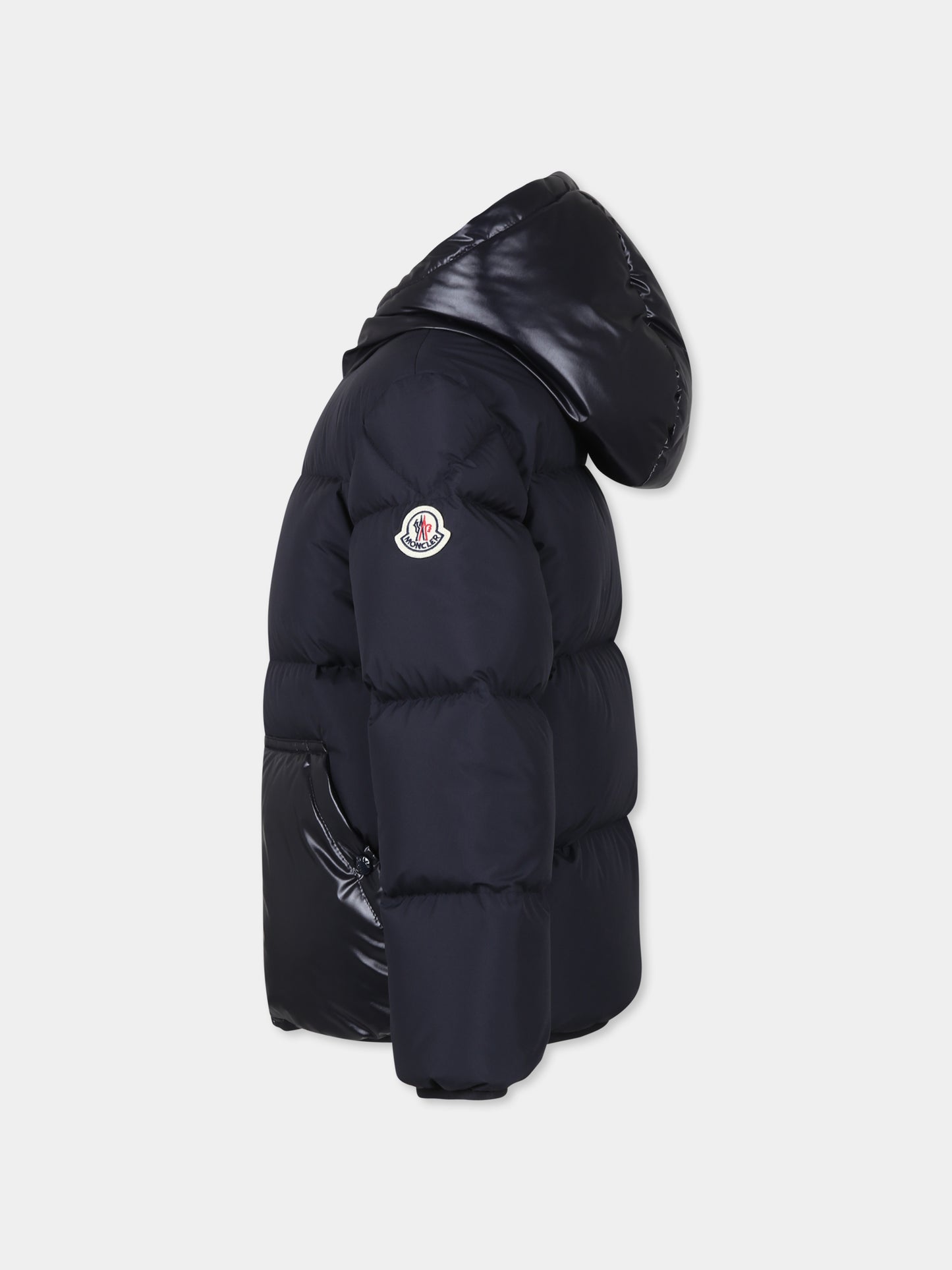 Piumino Barin blu per bambino con logo,Moncler Kids,J2954 1A00108 54A81 778