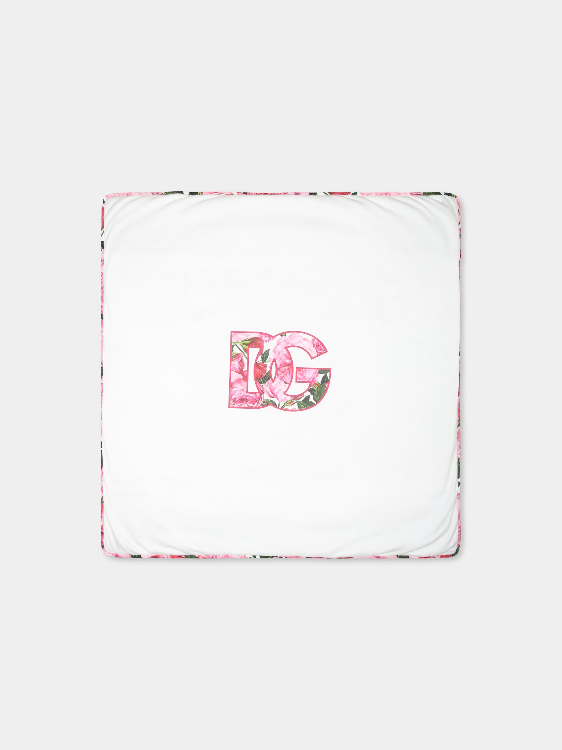 Coperta bianca per neonata con logo DG,Dolce & Gabbana Kids,LNJAD7 G7N0S S9000