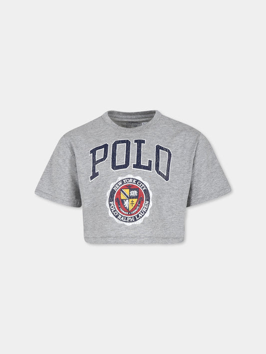 T-shirt crop per bambina con logo,Ralph Lauren Kids,950962002