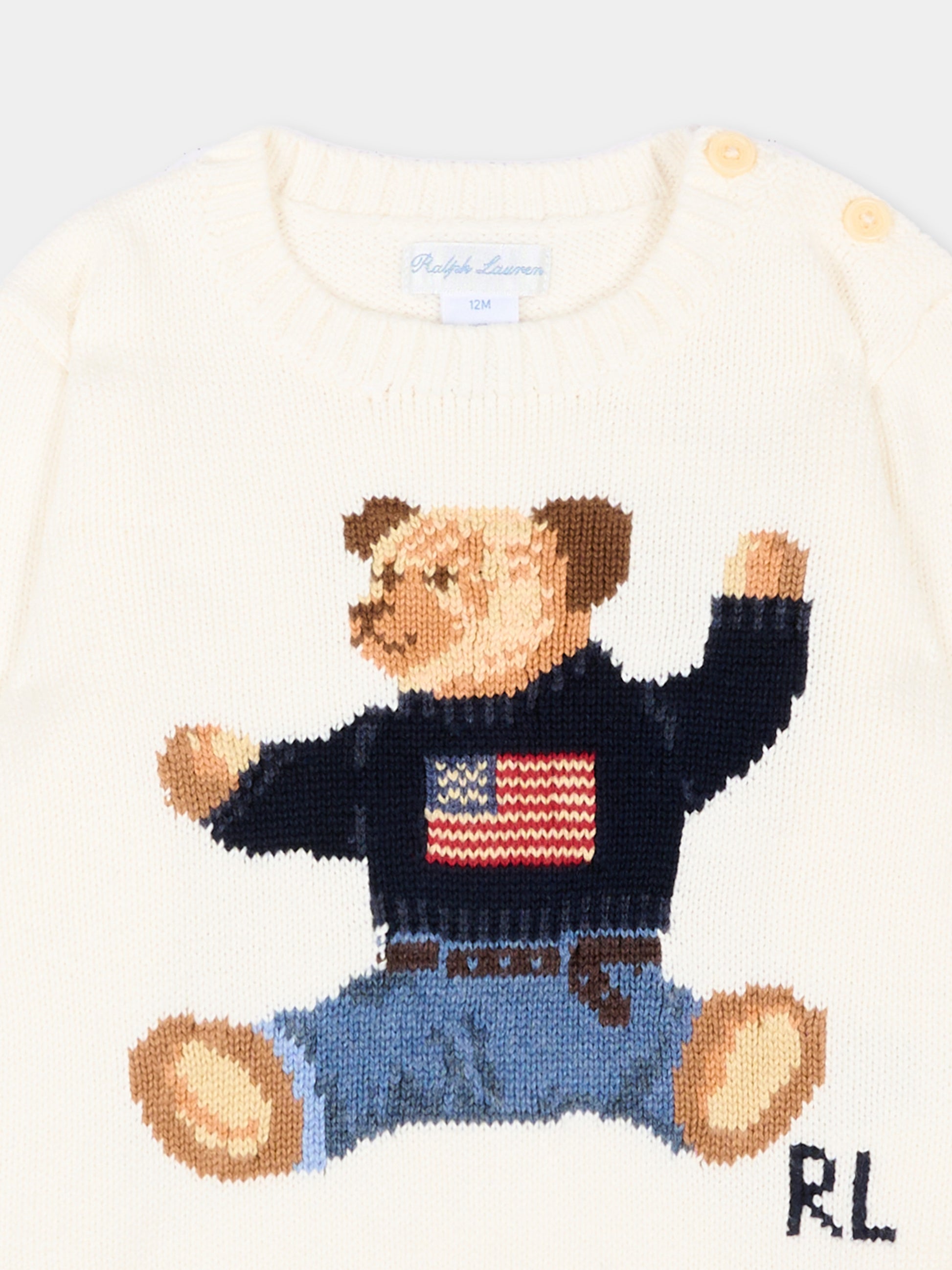 Maglione avorio Polo Bear per neonato,Ralph Lauren Kids,669571003