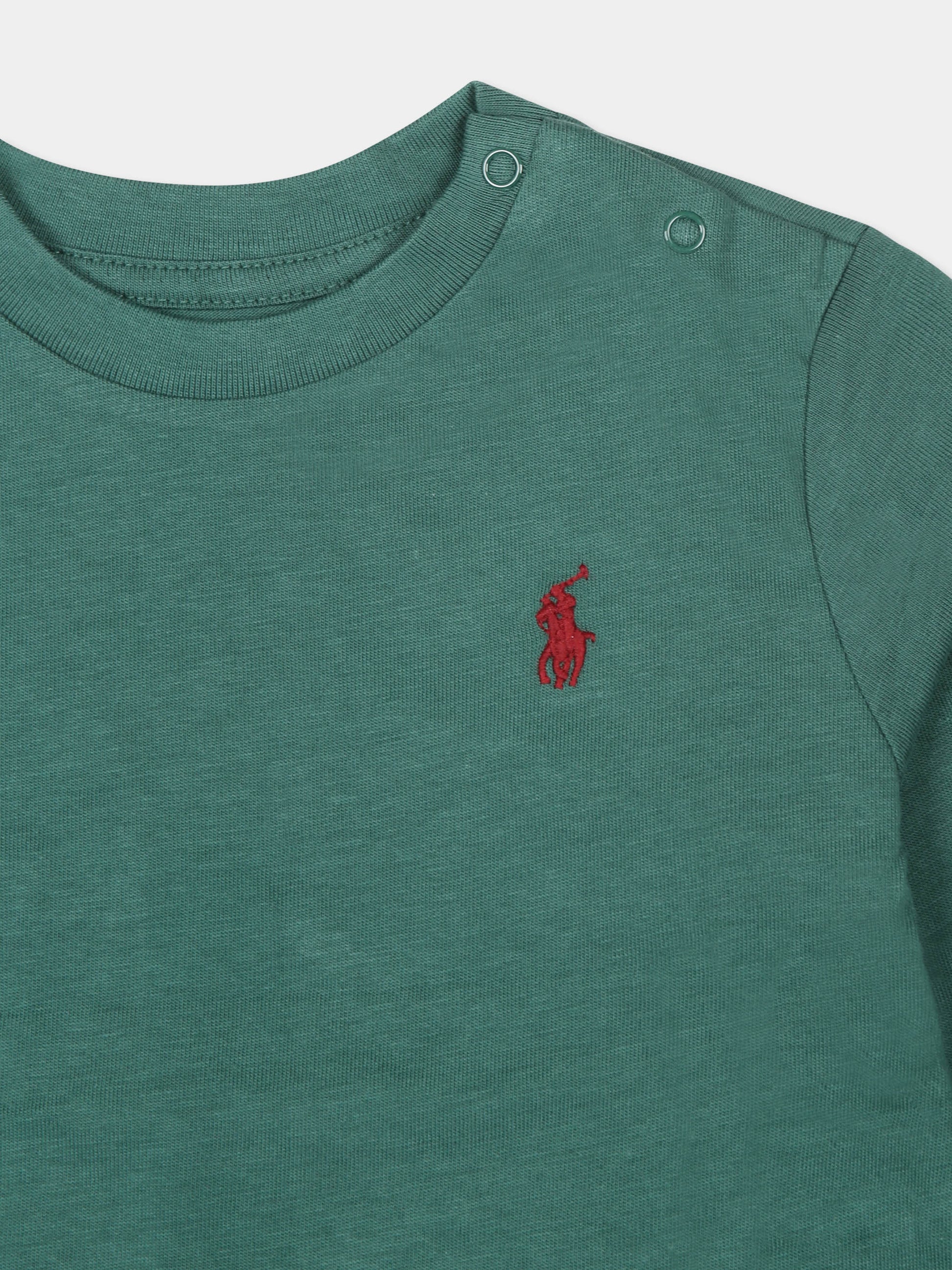 T-shirt verde per neonato con cavallino,Ralph Lauren Kids,854677084