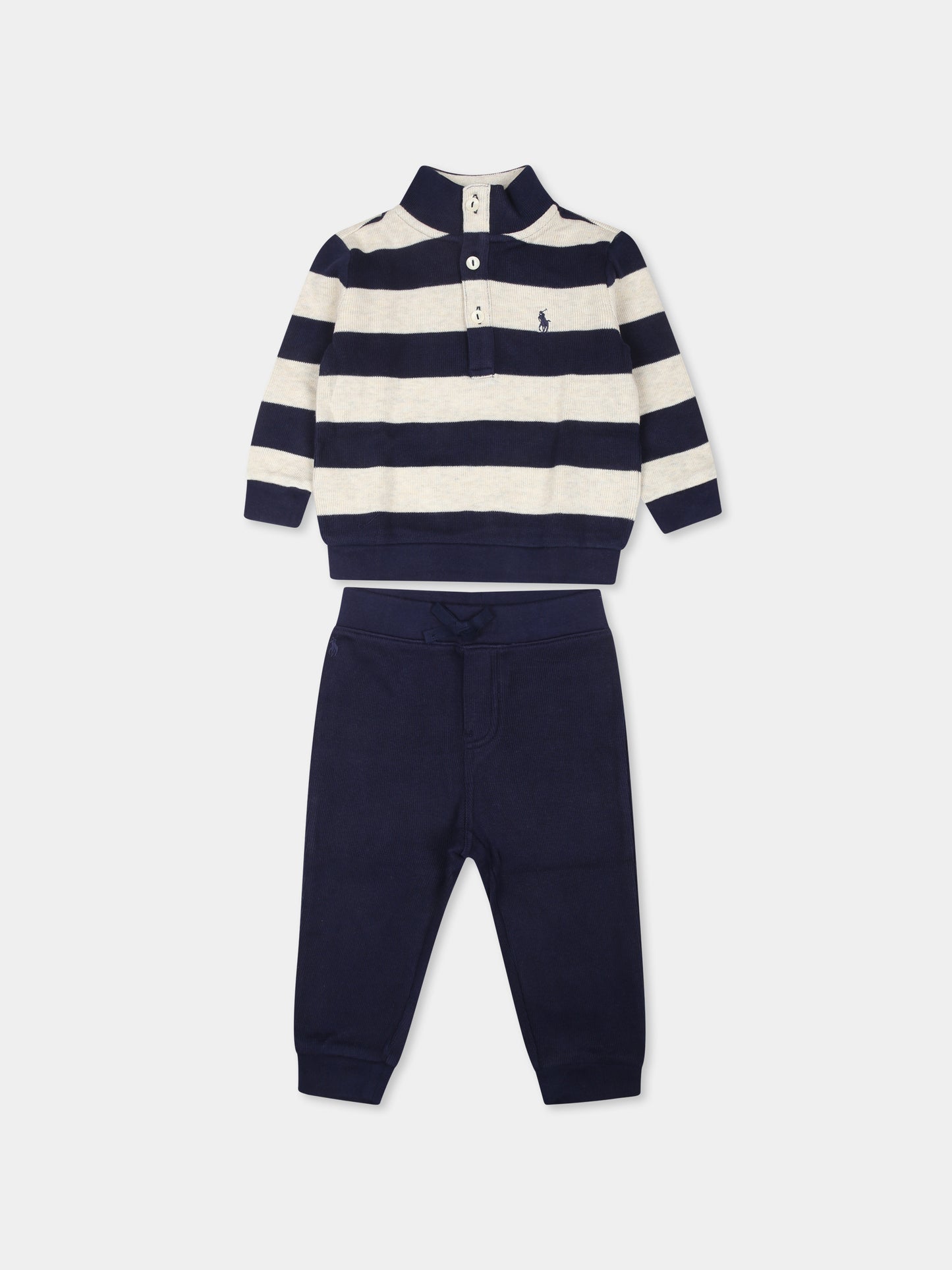 Completo blu per neonato con cavallino,Ralph Lauren Kids,952760002