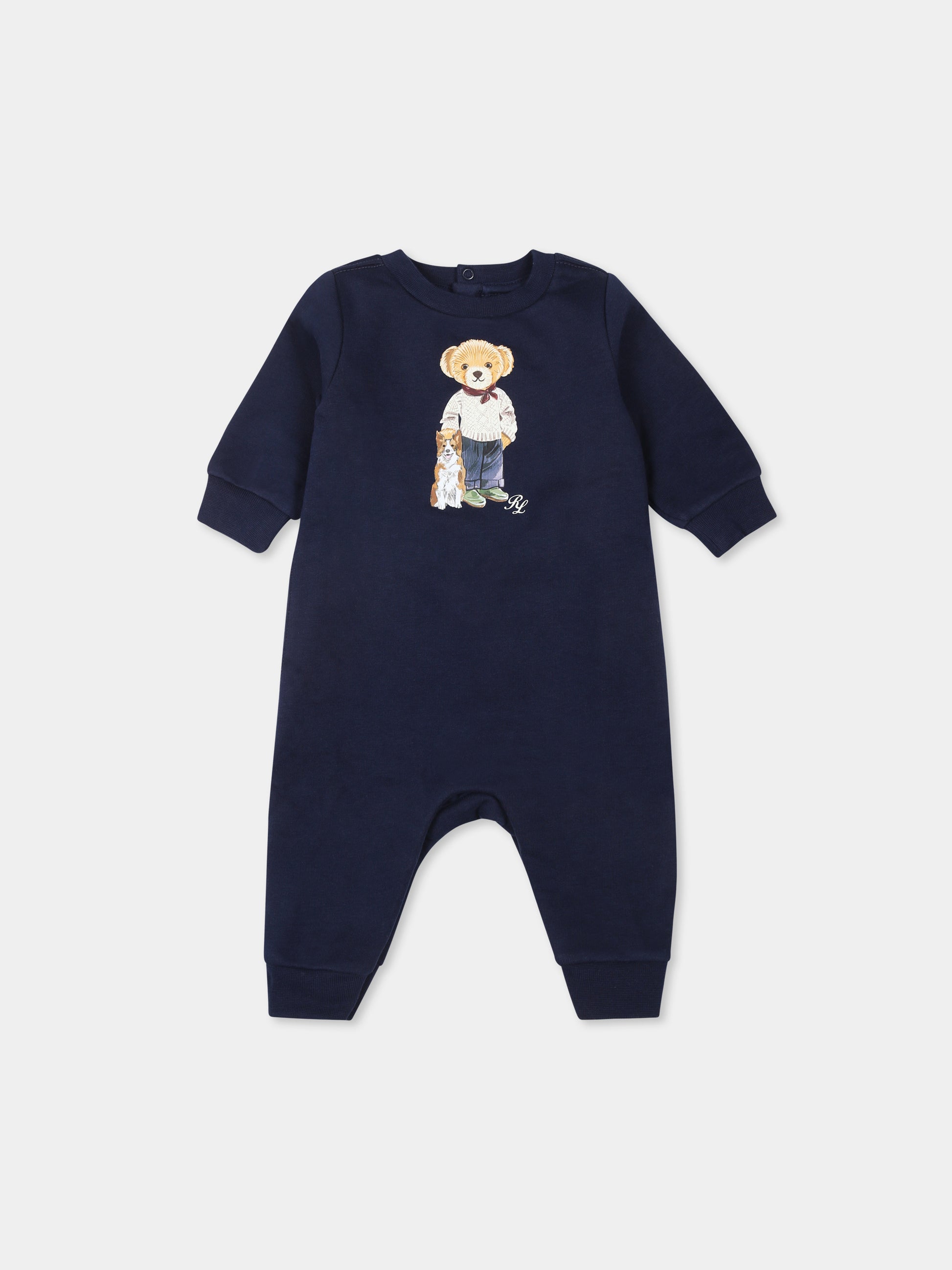 Tutina blu per neonato con Polo Bear,Ralph Lauren Kids,952889001