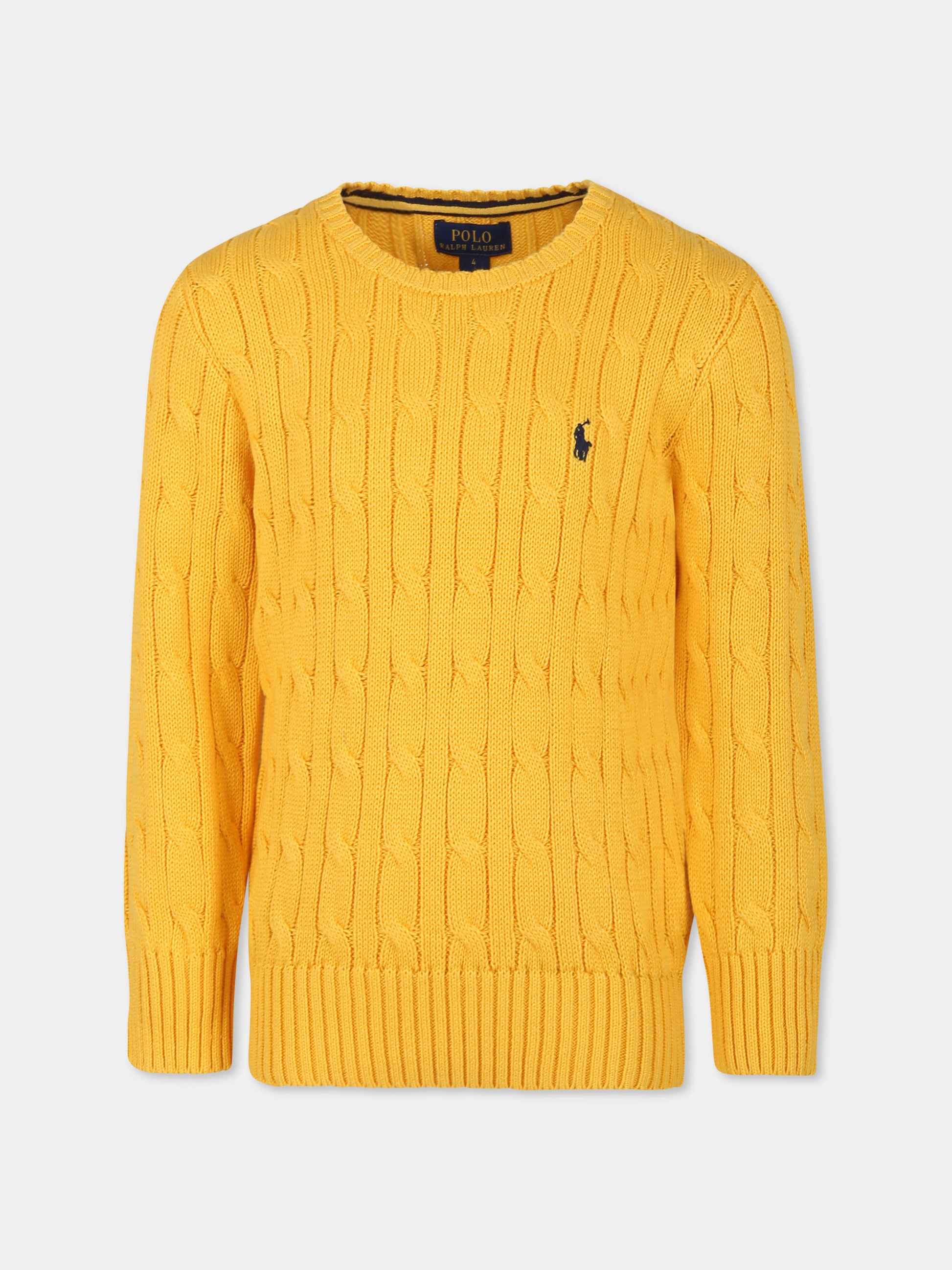 Maglione giallo per bambino con cavallino,Ralph Lauren Kids,702674069