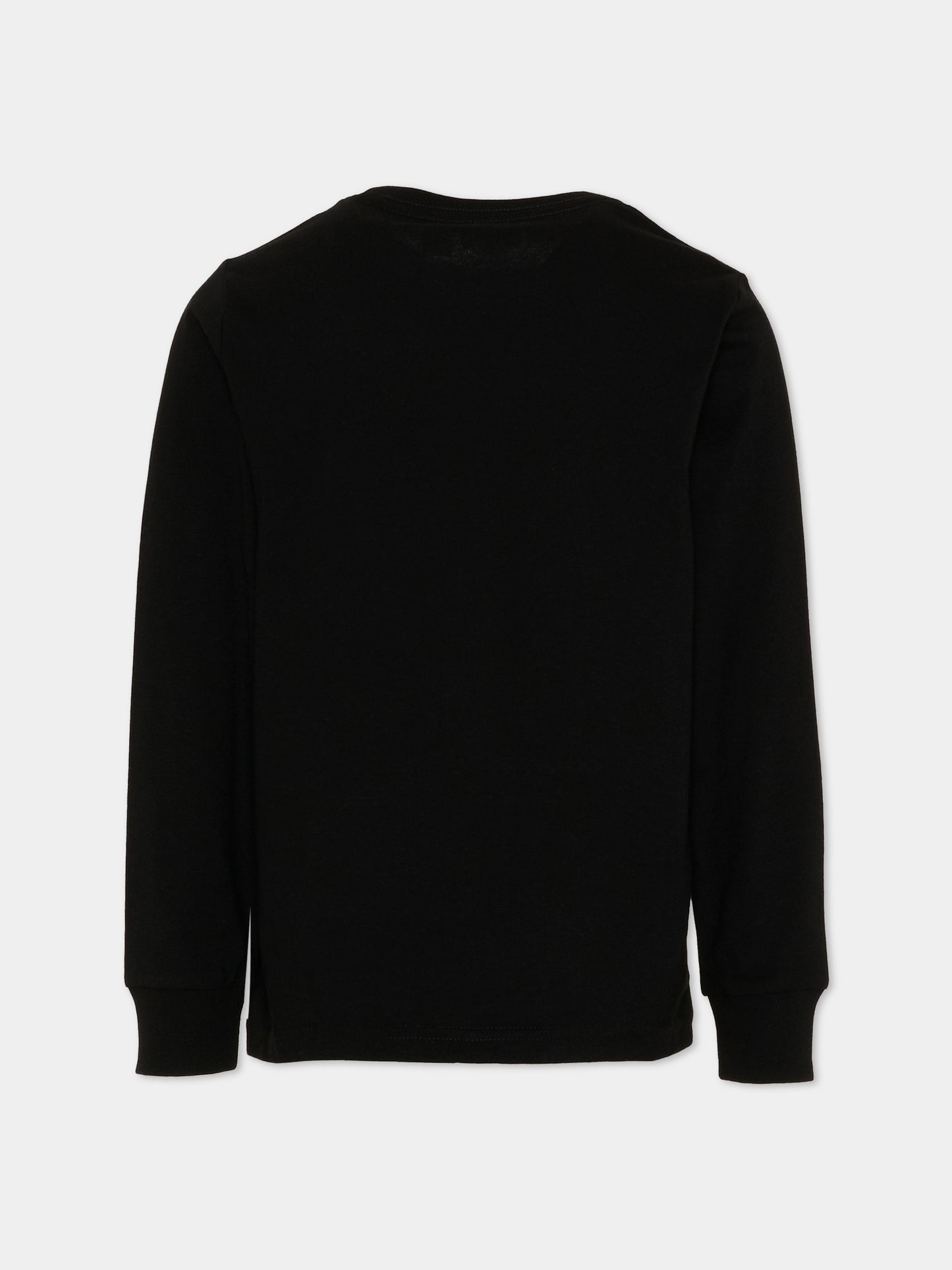 T-shirt noir pour garçon avec poney rouge