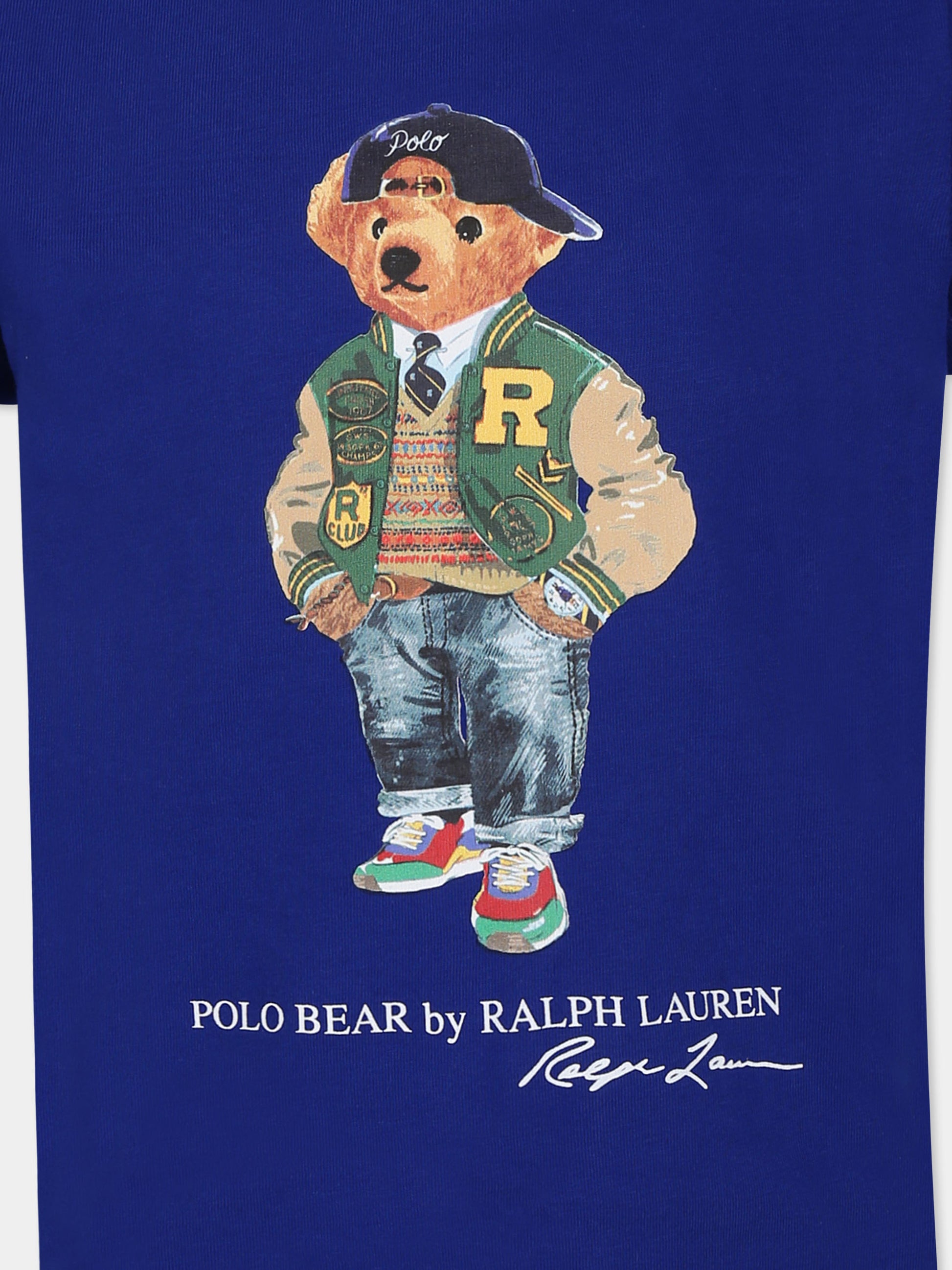 T-shirt blu navy per bambino con Polo Bear,Ralph Lauren Kids,853828040