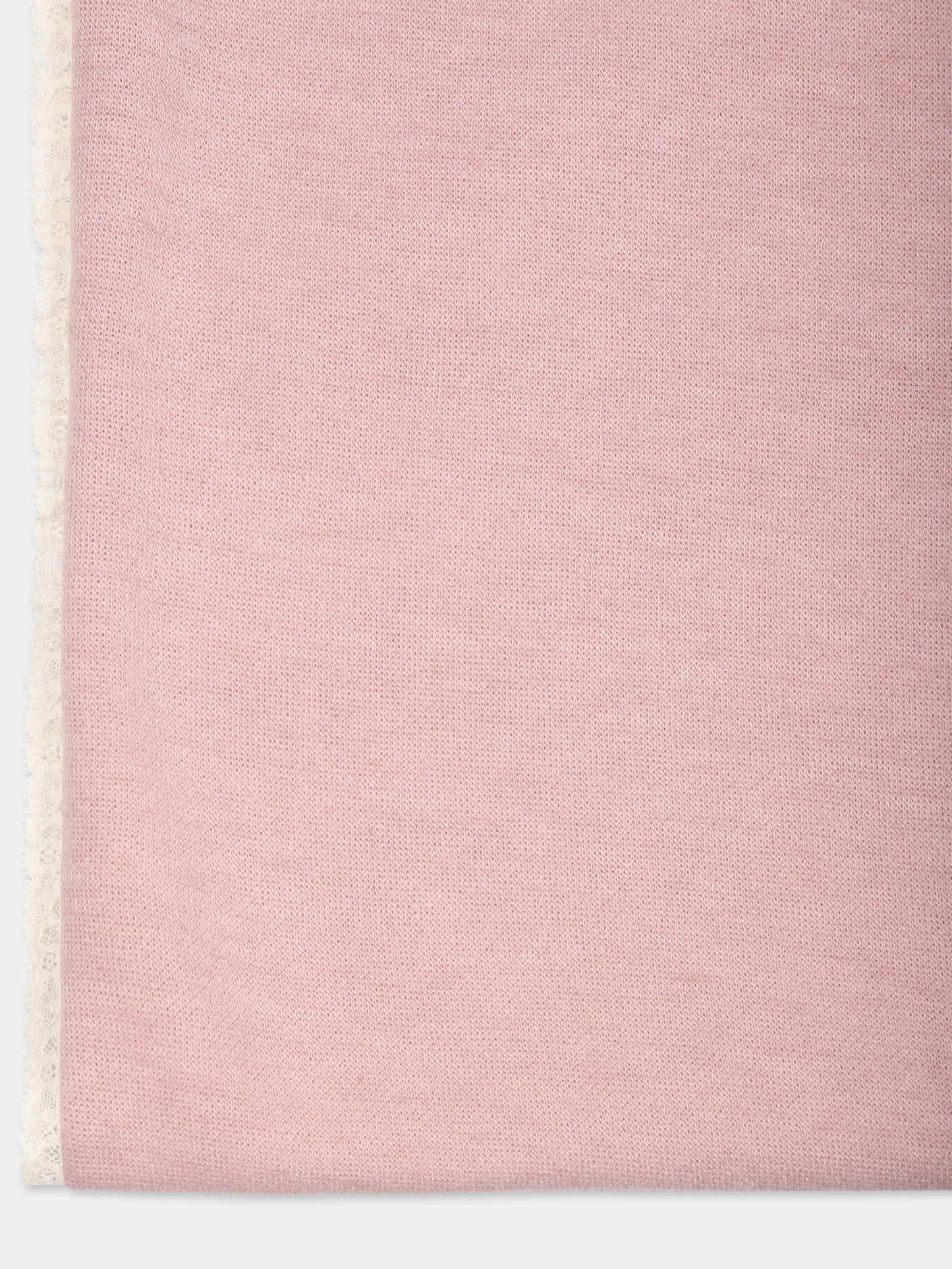 Coperta rosa per neonata con pizzo,La Stupenderia,TBCO10M48