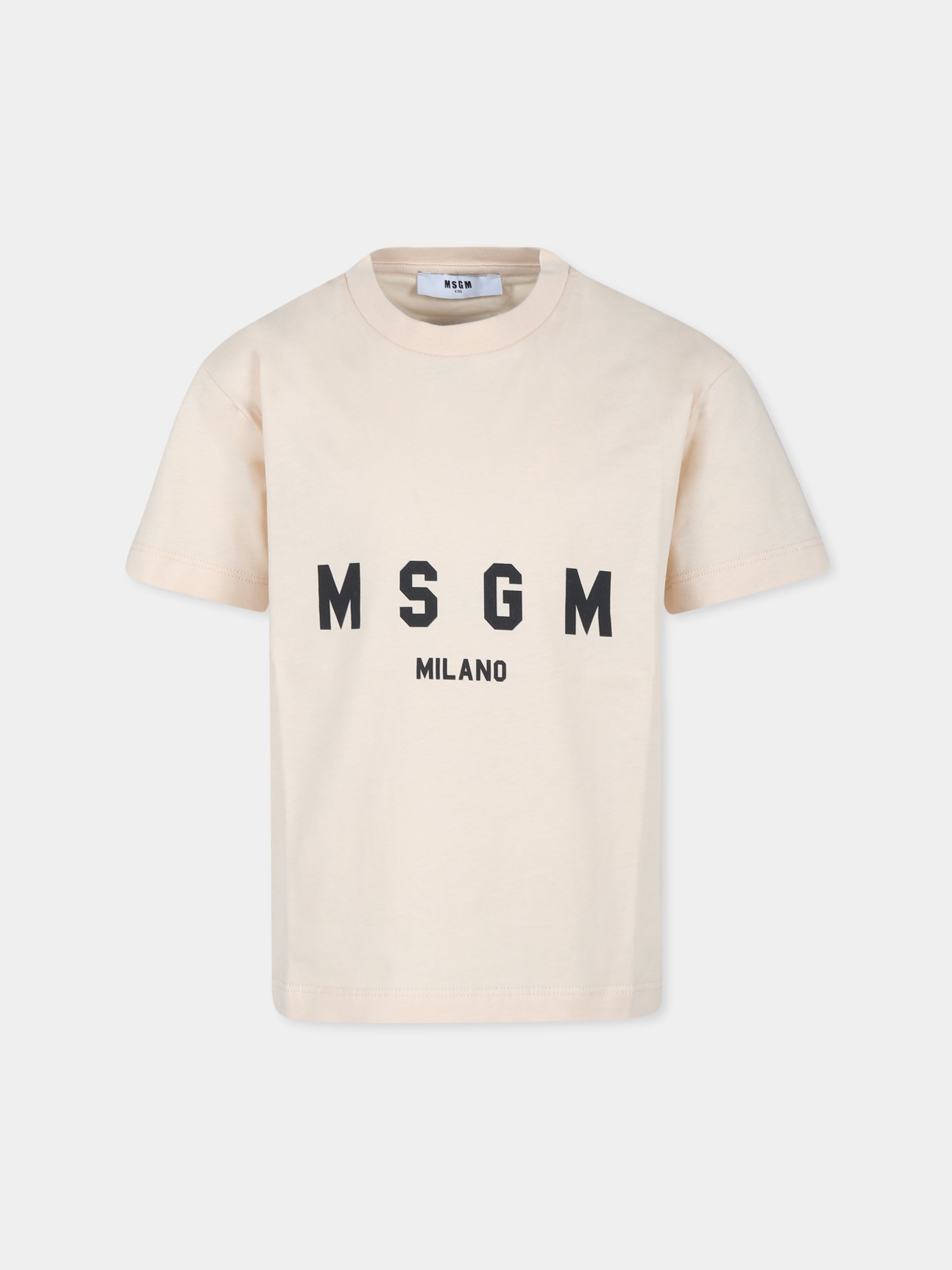 T-shirt avorio per bambini con logo,Msgm Kids,F4MSJUTH176 260