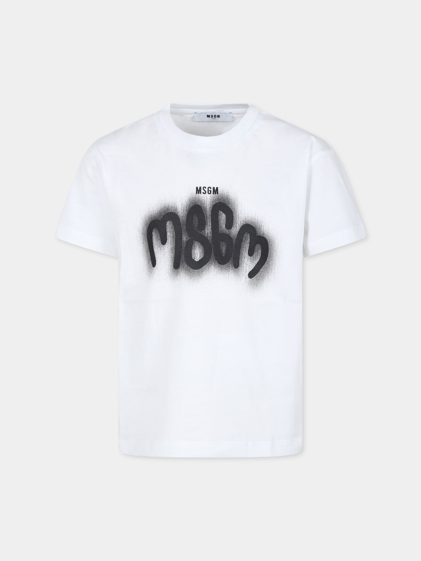 T-shirt bianca per bambino con logo,Msgm Kids,F4MSJBTH097 001