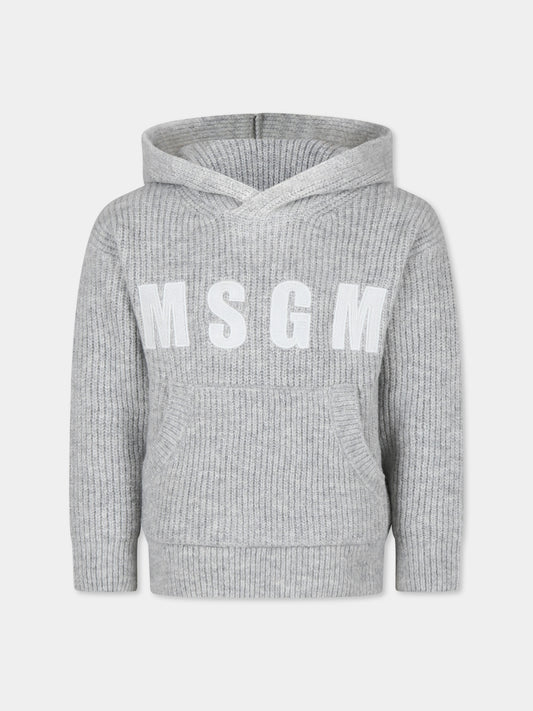 Maglione grigio per bambini con logo,Msgm Kids,F4MSJUJP076 107