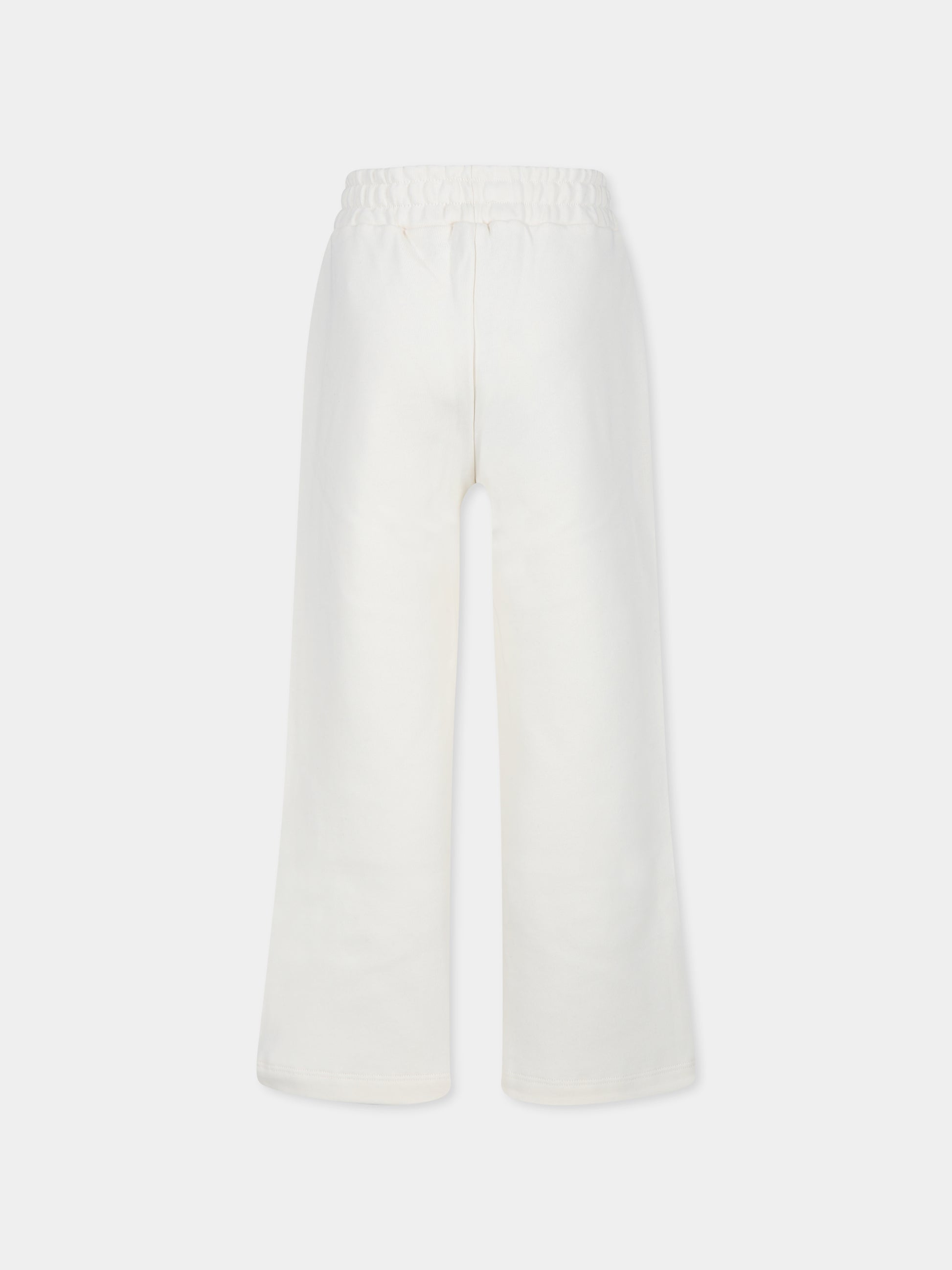 Pantaloni avorio per bambina con logo,Msgm Kids,F4MSJGFP217 013