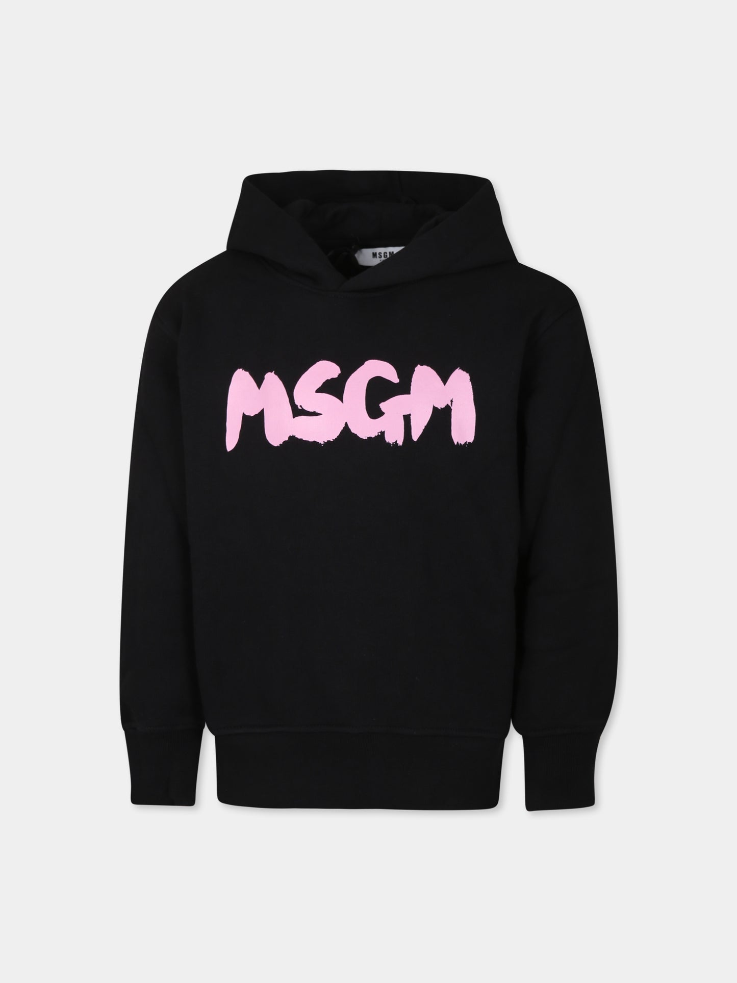 Felpa nera per bambina con logo rosa,Msgm Kids,F4MSJUHS057 110/08