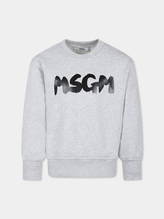 Felpa grigia per bambini con logo,Msgm Kids,F4MSJUSW060 107