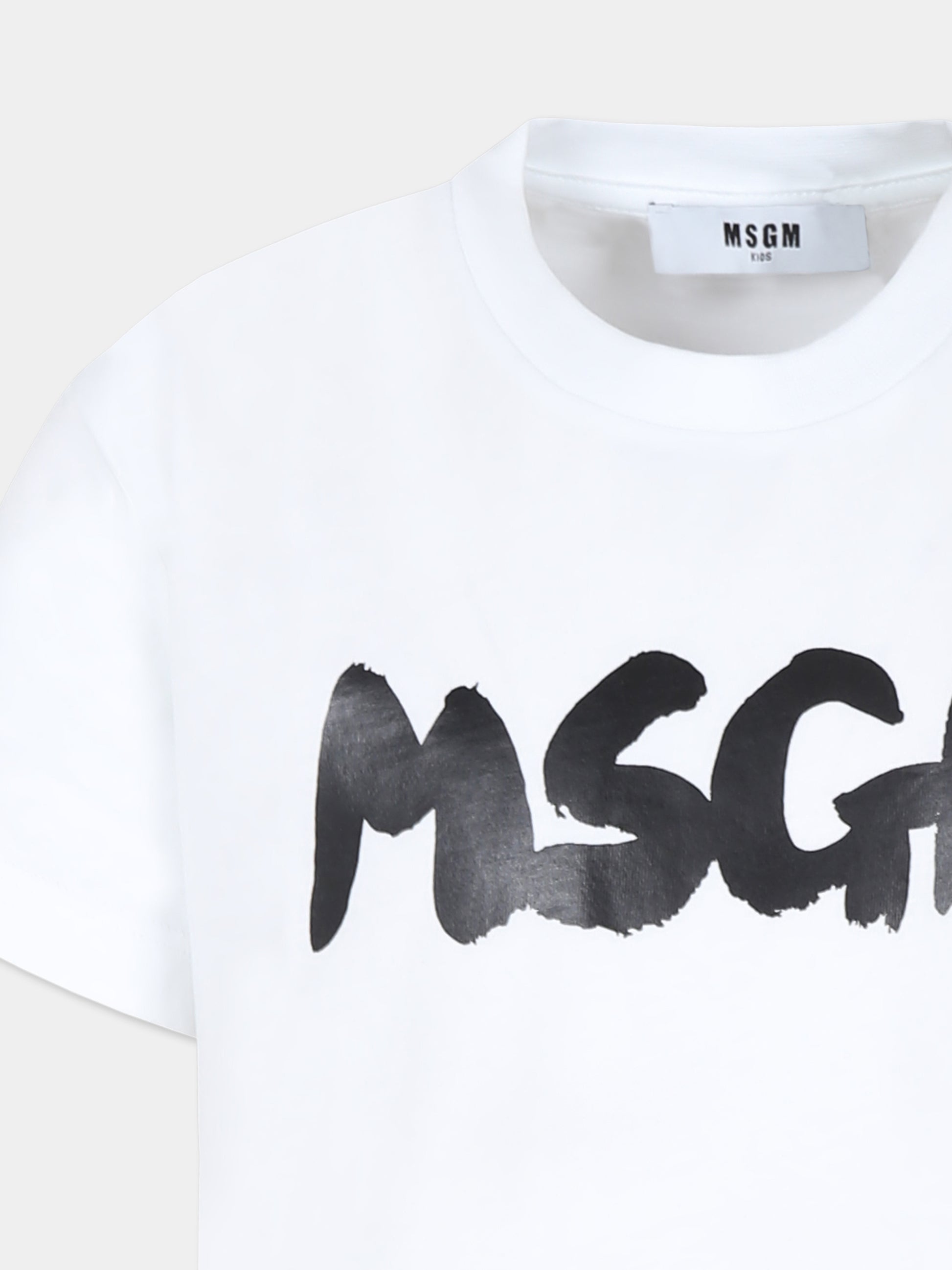 T-shirt bianca per bambini con logo,Msgm Kids,F4MSJUTH054 001