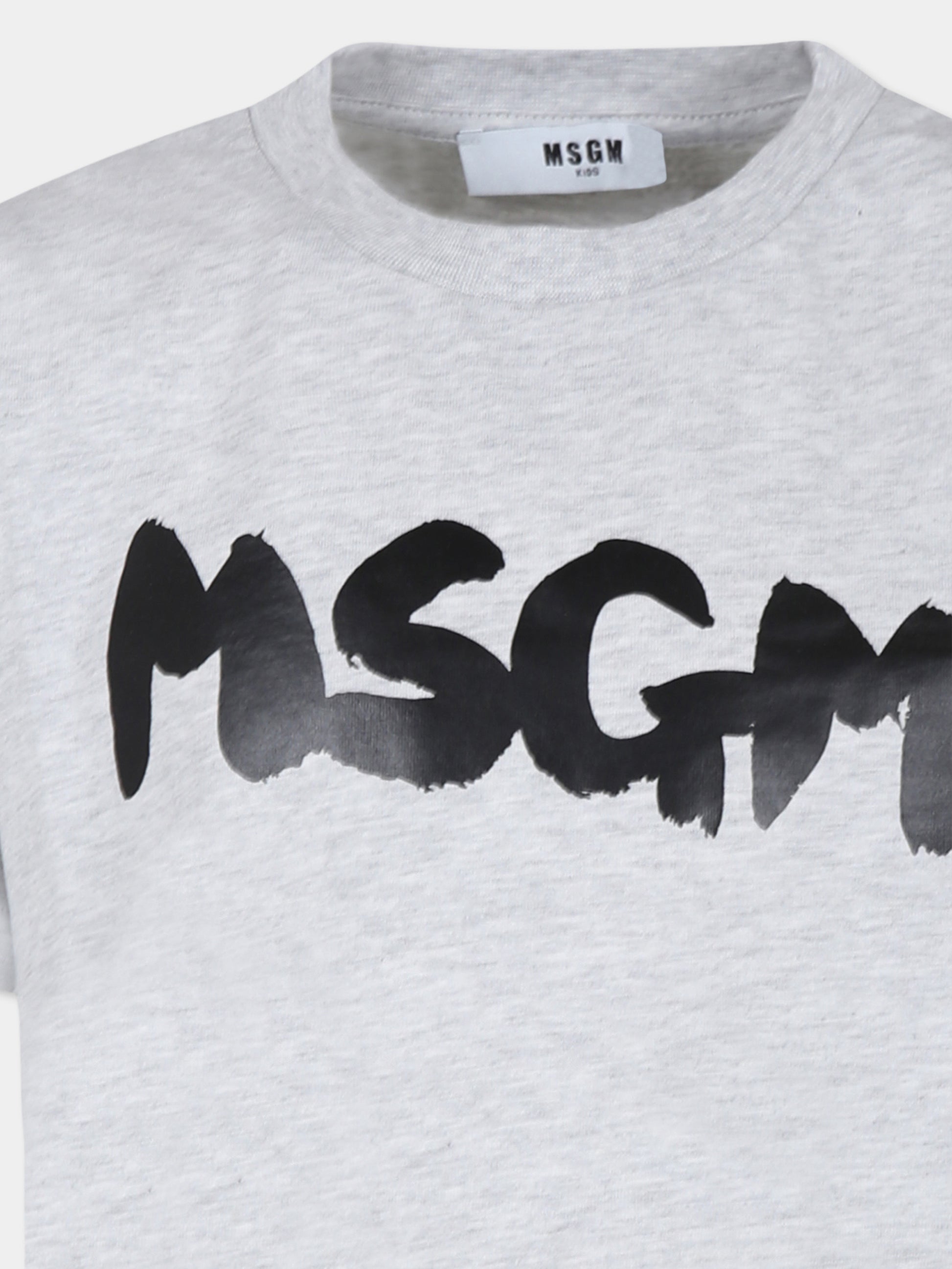 T-shirt grigia per bambini con logo,Msgm Kids,F4MSJUTH054 107