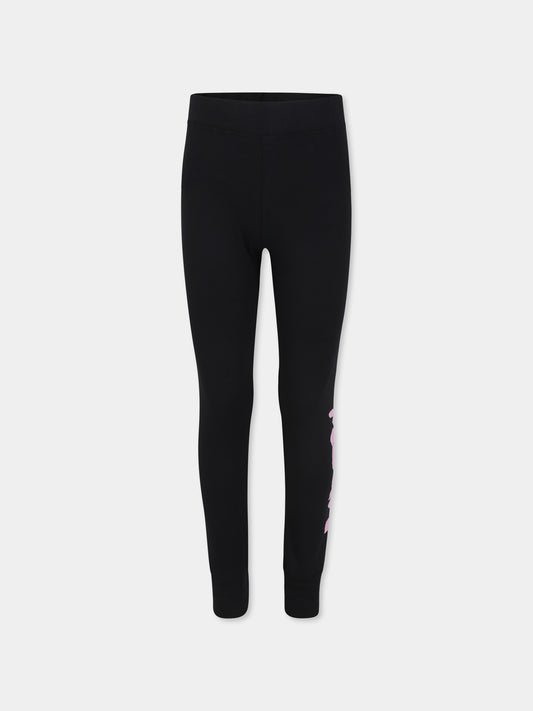 Leggings neri per bambina con logo,Msgm Kids,F4MSJGLG072 110/08