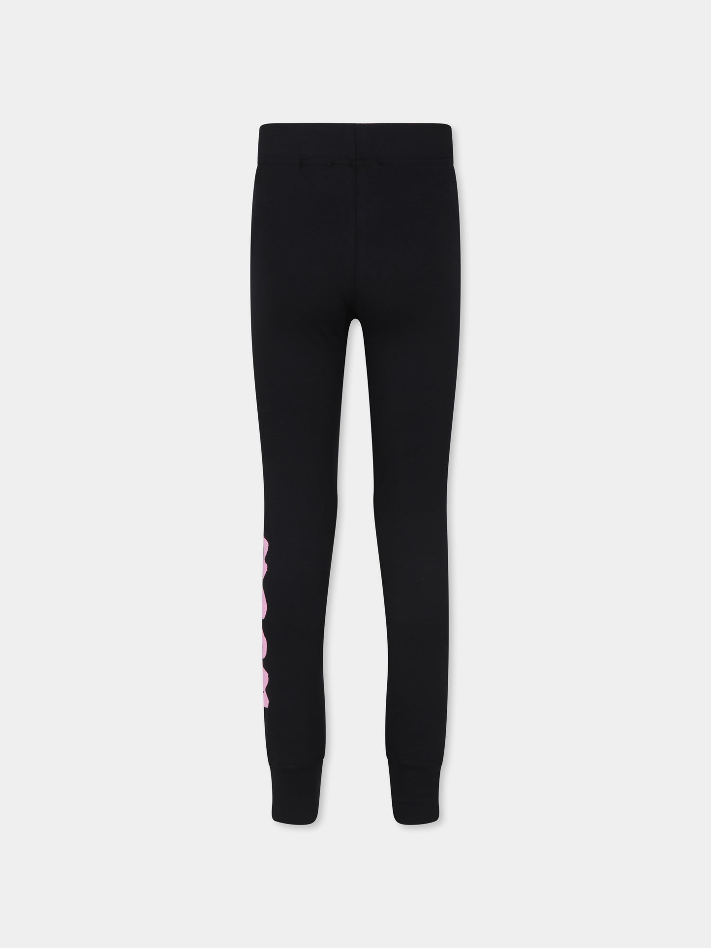 Leggings neri per bambina con logo,Msgm Kids,F4MSJGLG072 110/08